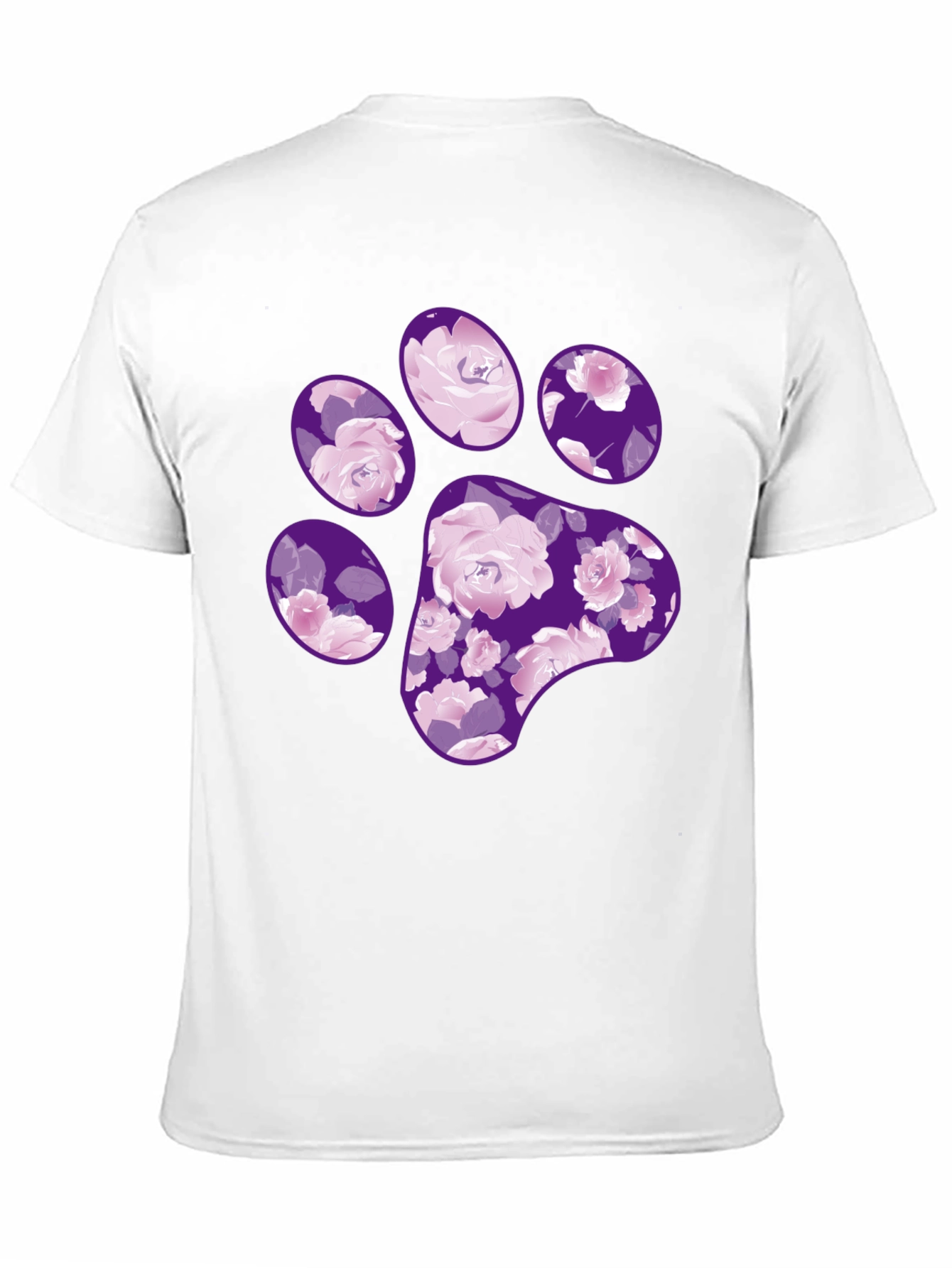 Black Floral Paw Print T-Shirt - Black Casual Tee view 11