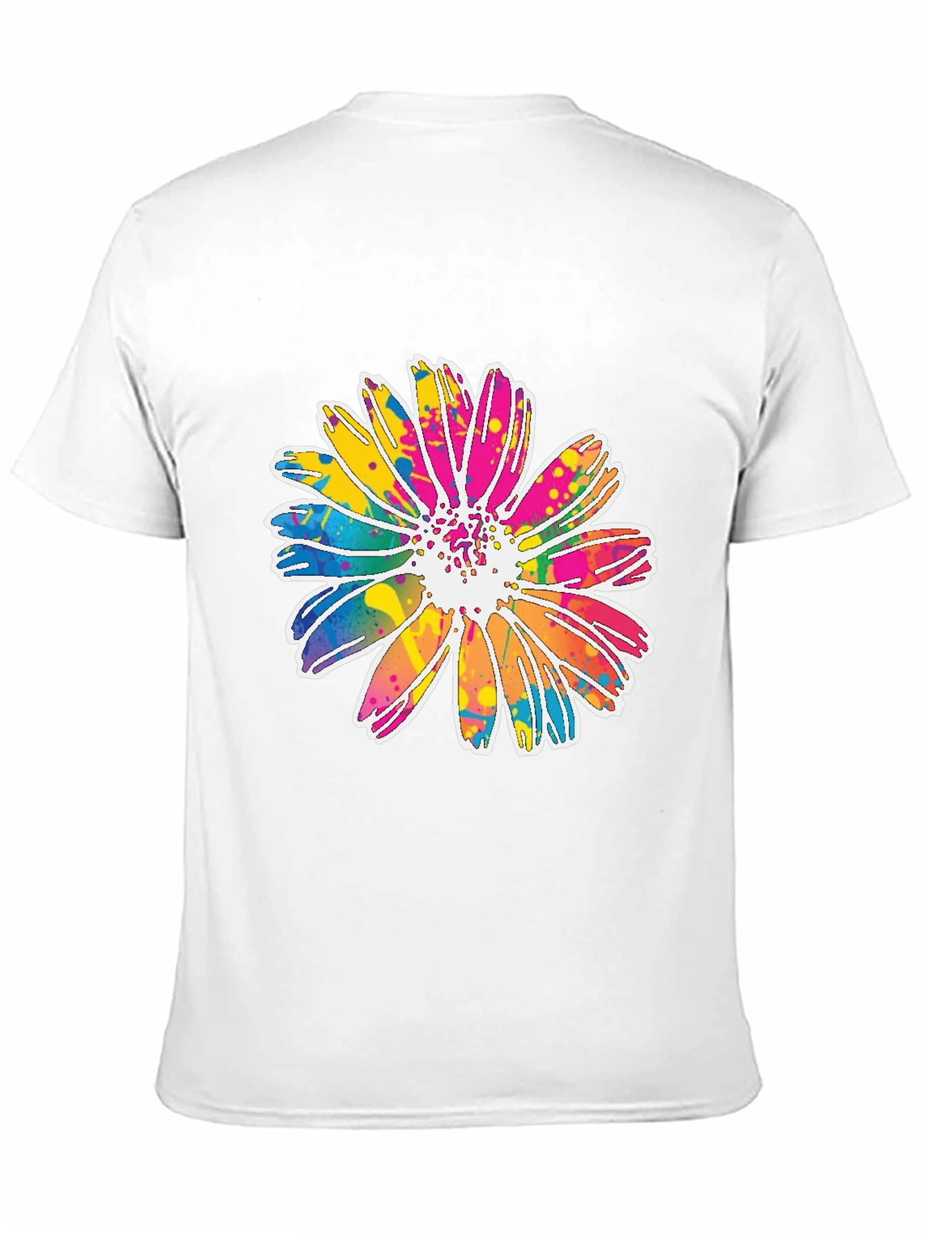 Black Colorful Daisy Graphic Tee - Soft Cotton Blend view 11