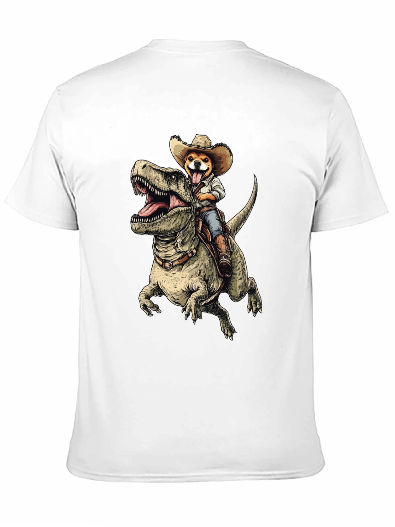 Black Dino Rider Dog T-Shirt - Funny Cowboy Pet Tee view 11