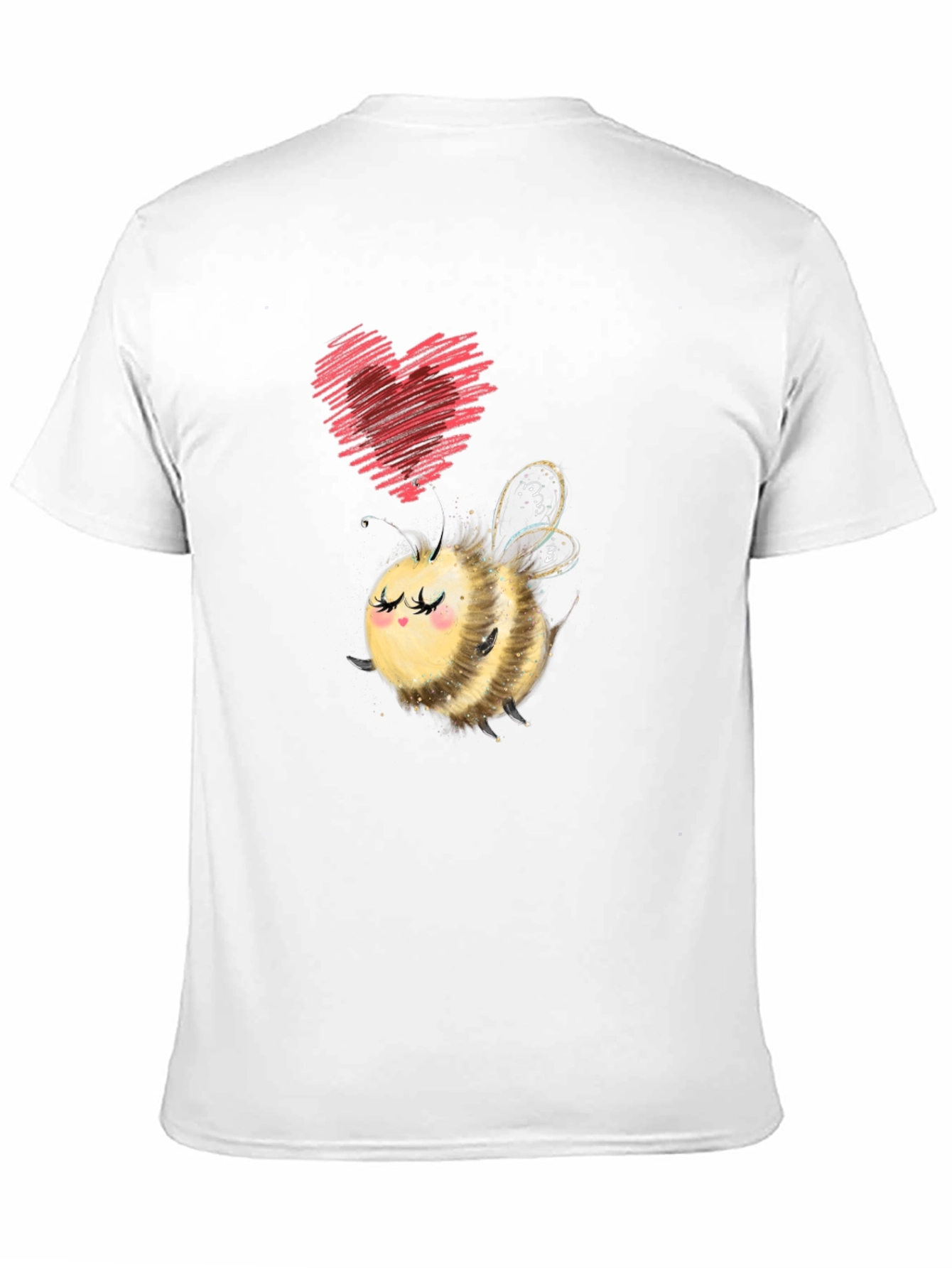 Black Cute Bee & Heart Graphic Black T-Shirt view 11