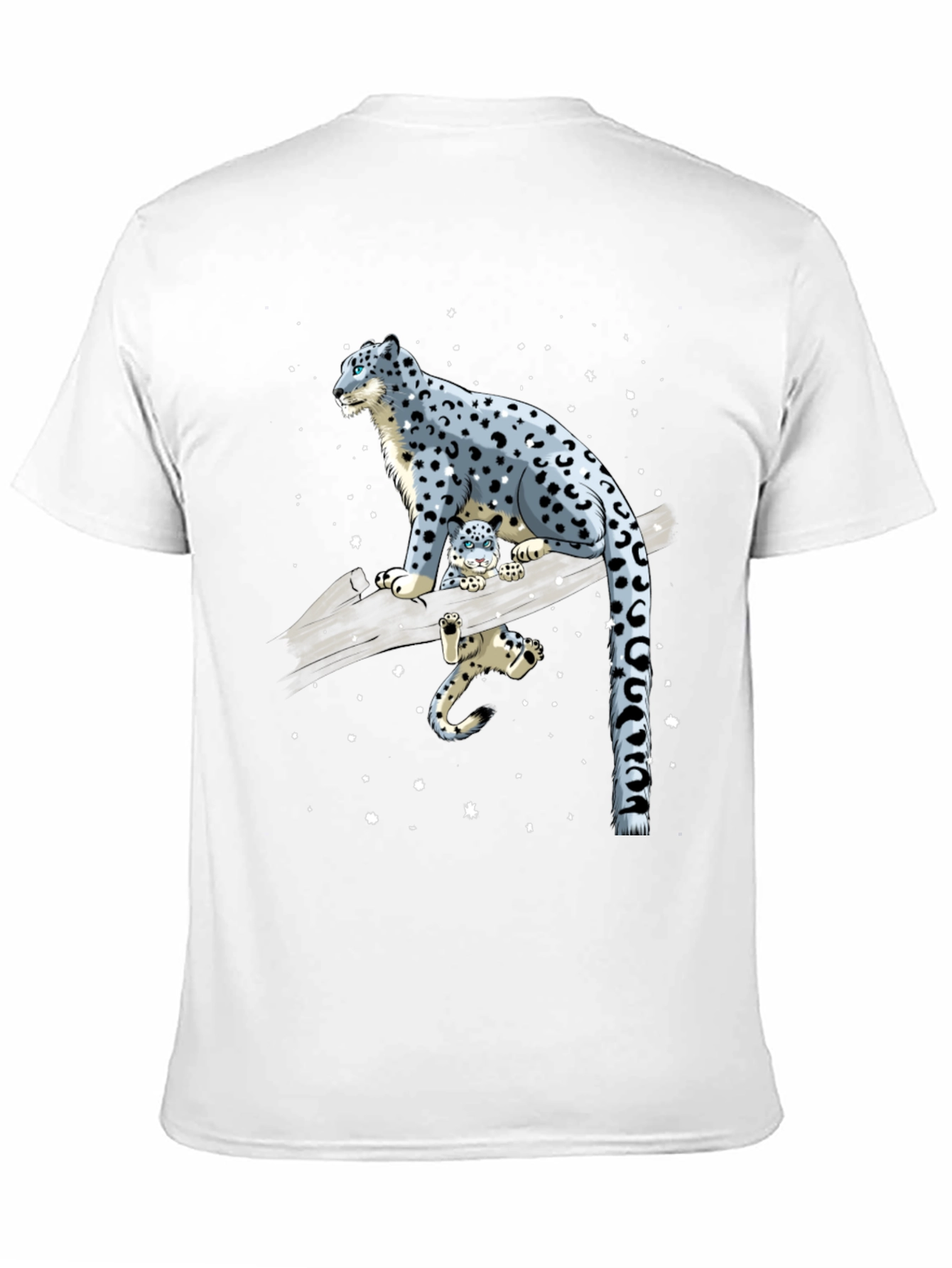 Black Snow Leopard Family Black Graphic Tee view 11