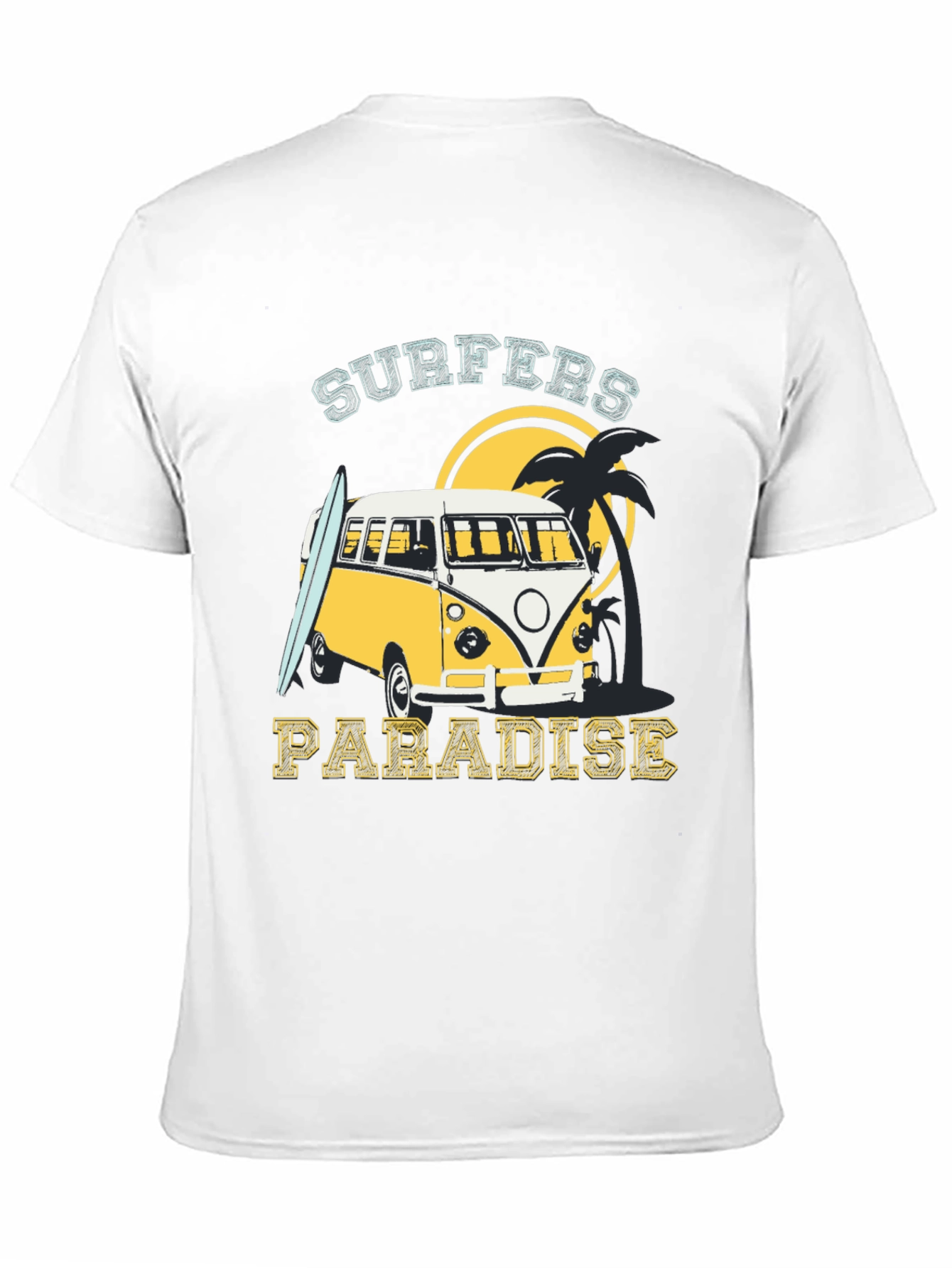 Black Surfers Paradise Tee - Retro Beach Van Design view 11