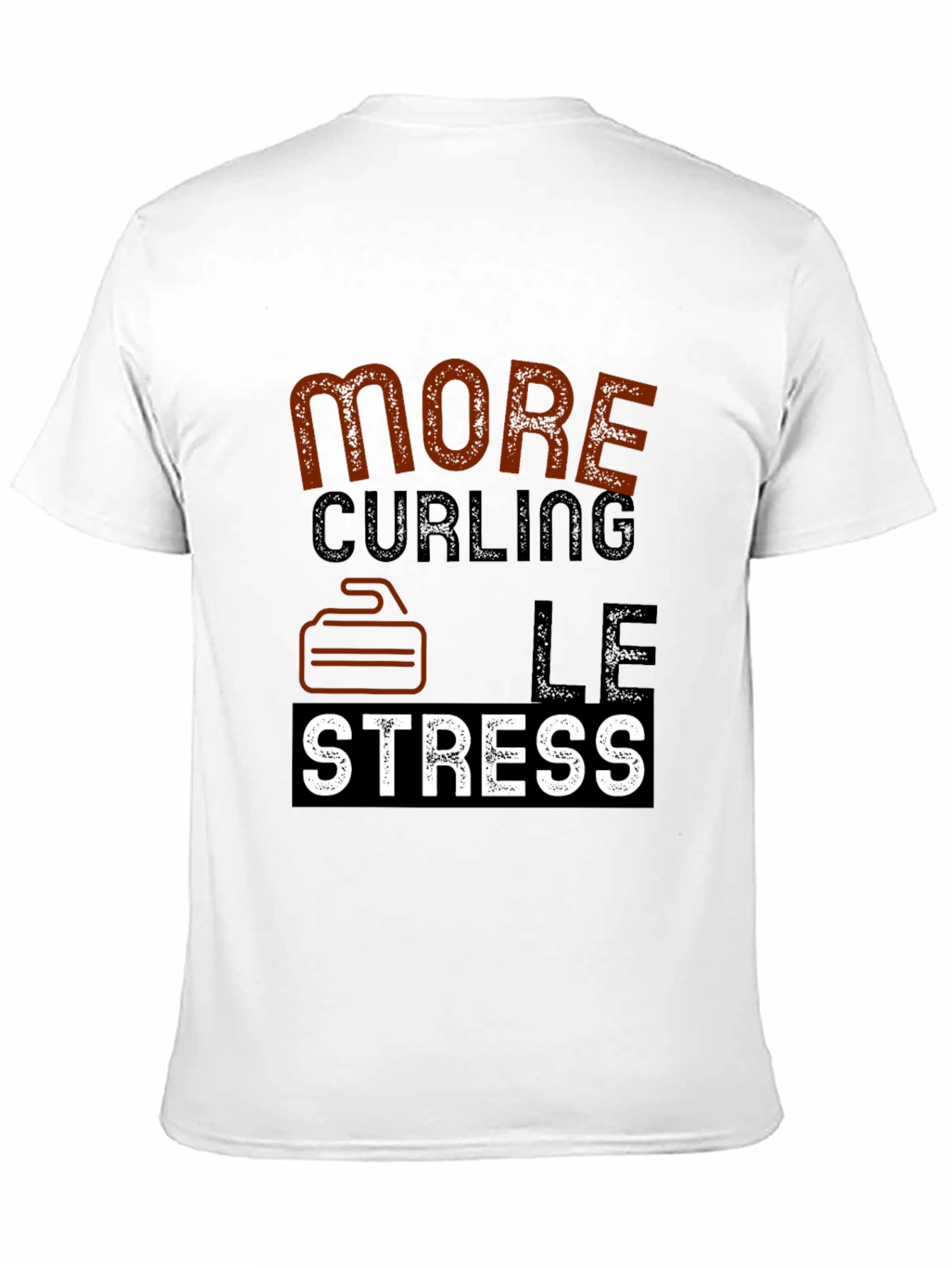 Black Curling T-Shirt - More Curling Less Stress - Novelty Tee view 11