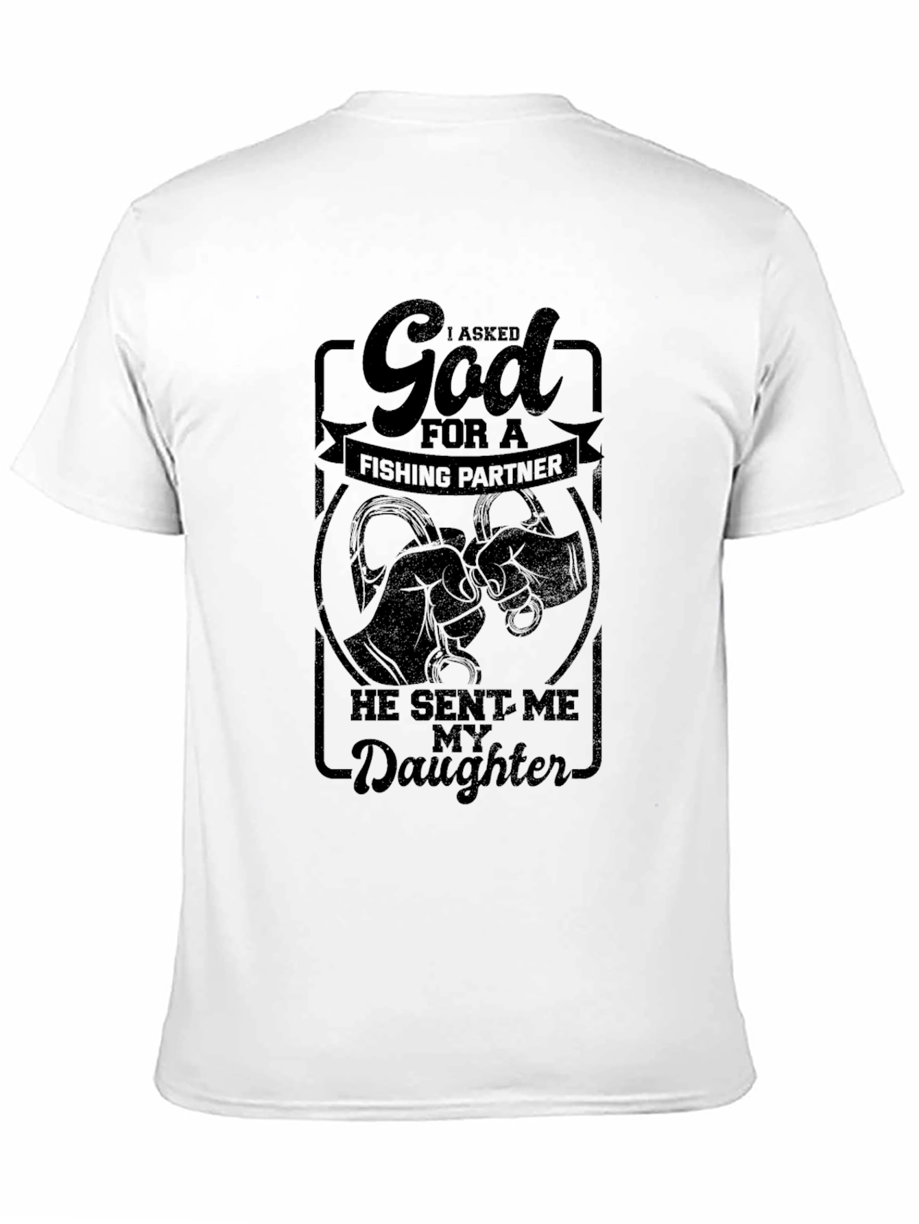 Black Fishing Partner Daughter Black Graphic T-Shirt view 11