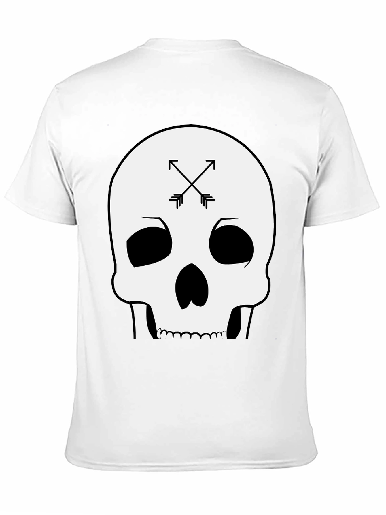 Black Skull & Arrows Graphic Tee - Black Cotton T-Shirt view 11