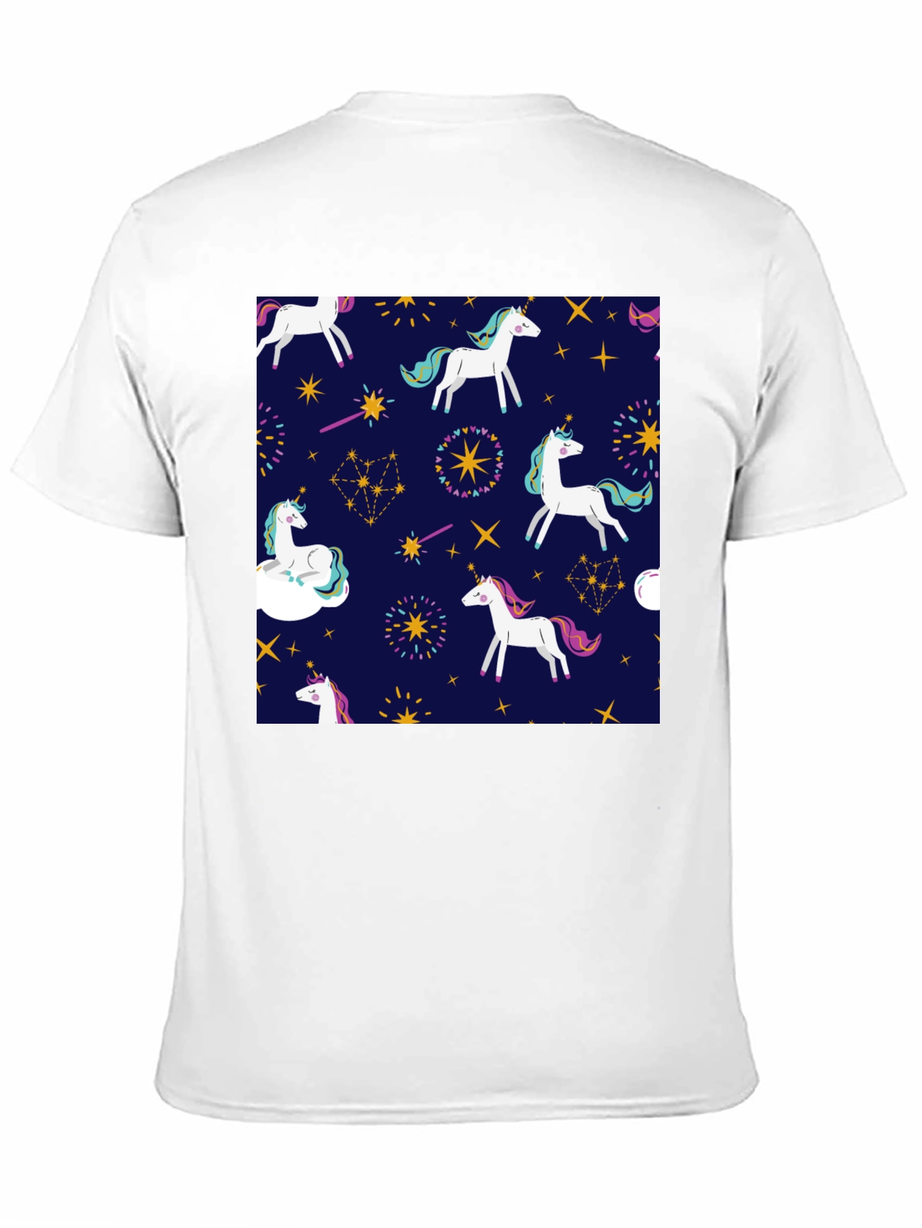 Black Unicorn Pattern Black T-Shirt view 11