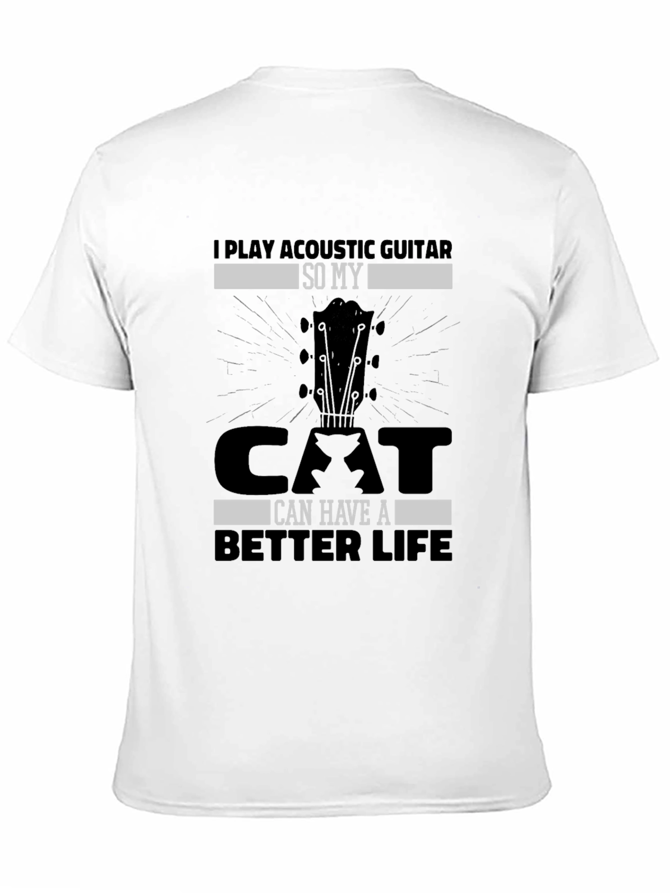 Black Acoustic Guitar Cat Lover T-Shirt view 11