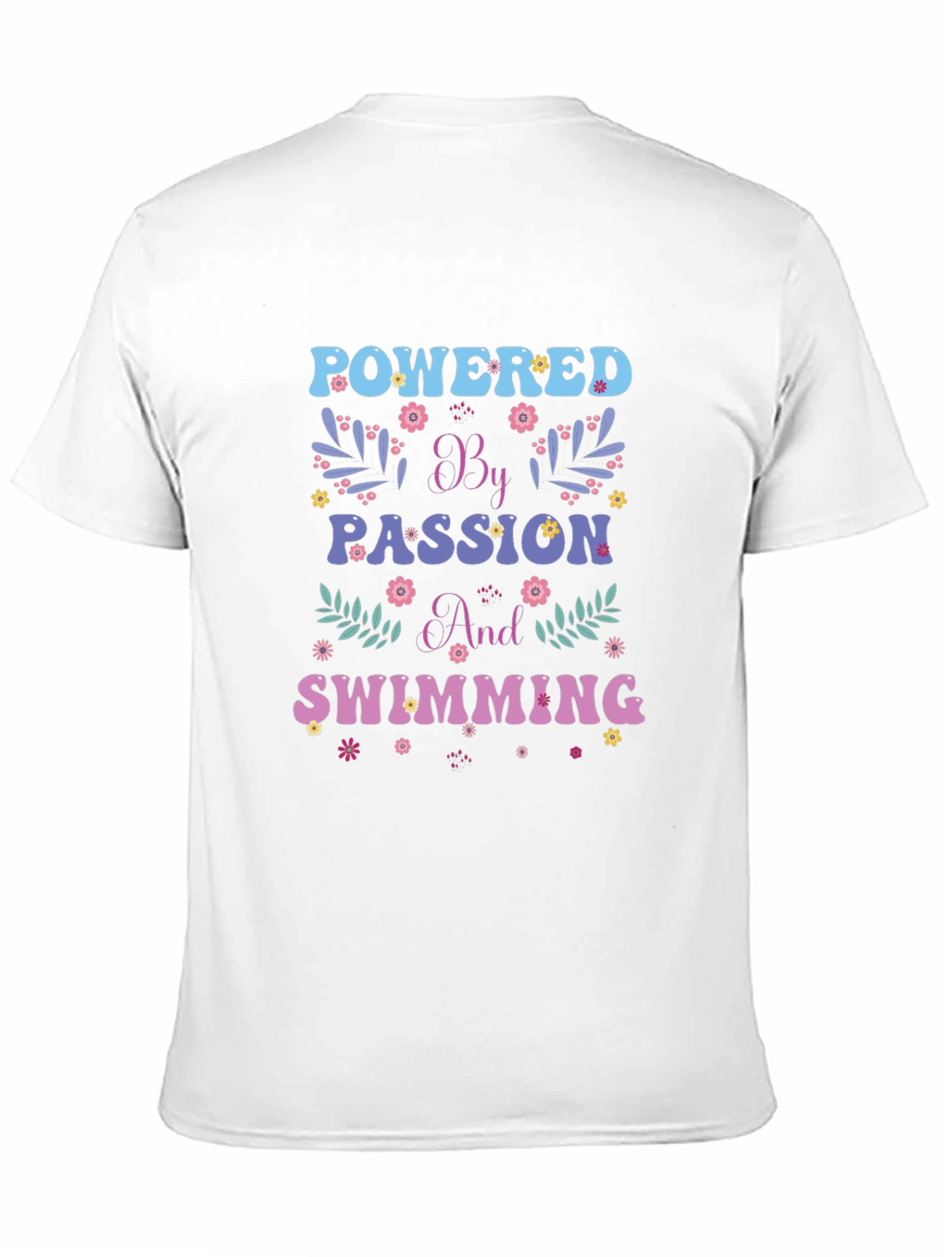 Black Powered by Passion and Swimming Graphic Tee view 11
