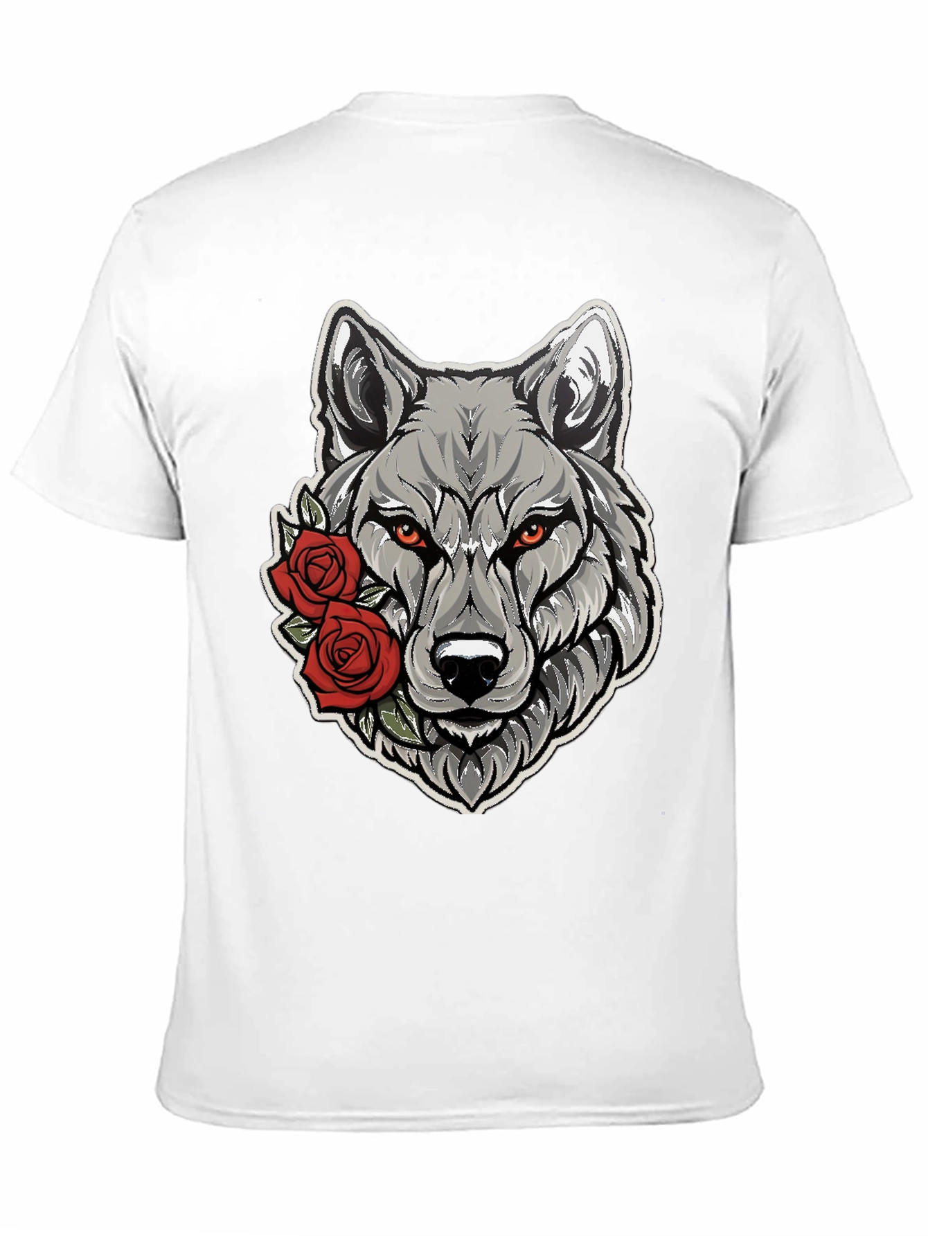 Black Wolf & Roses Graphic Tee - Men's Black T-Shirt view 11