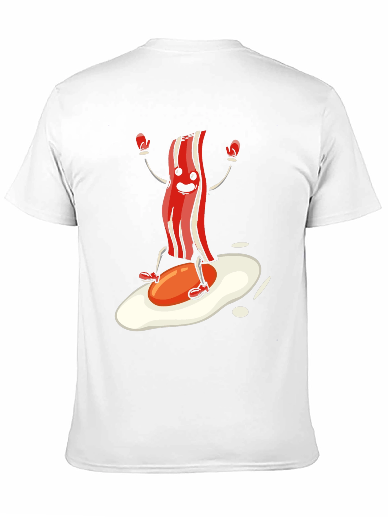 Black Bacon & Egg Cartoon Graphic Tee - Novelty Food Shirt view 11