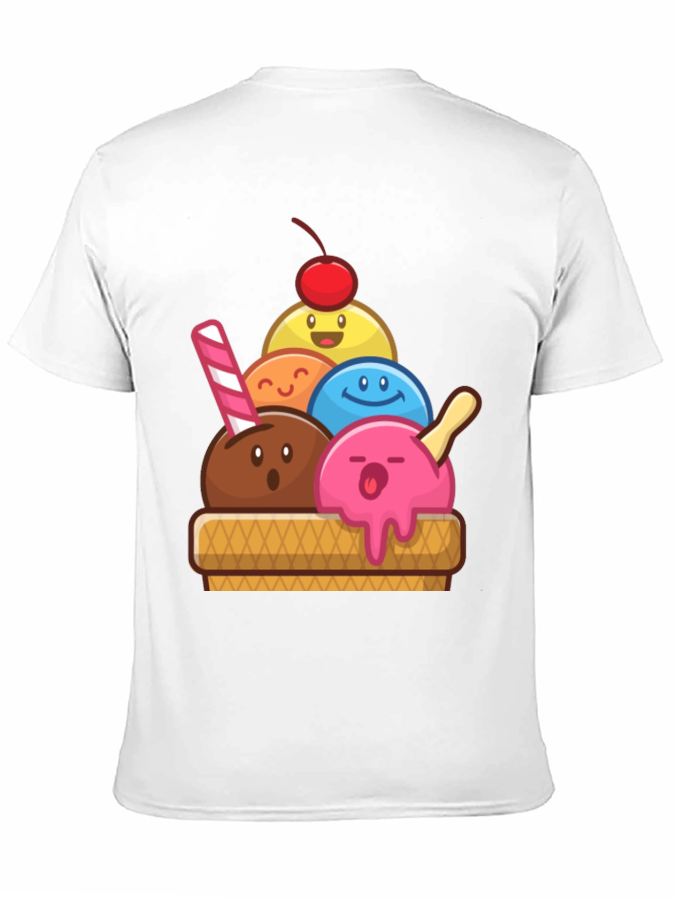 Black Cute Ice Cream Cartoon Graphic Tee view 11