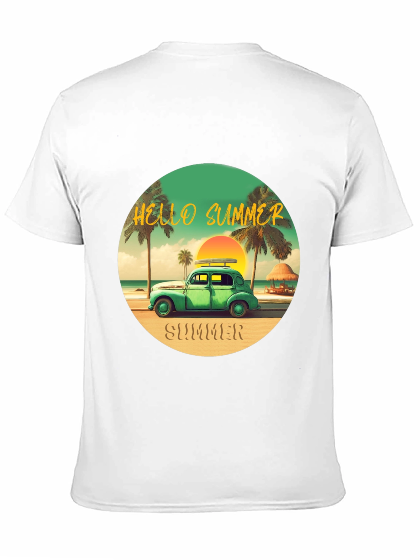 Black Summer Beach Car T-Shirt view 11