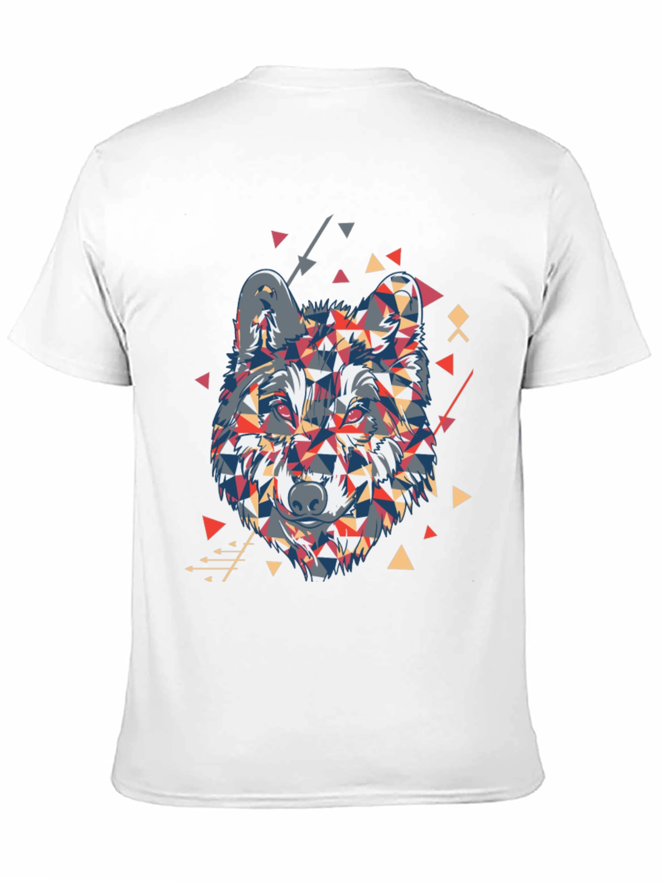 Black Geometric Wolf Graphic Black T-Shirt view 11