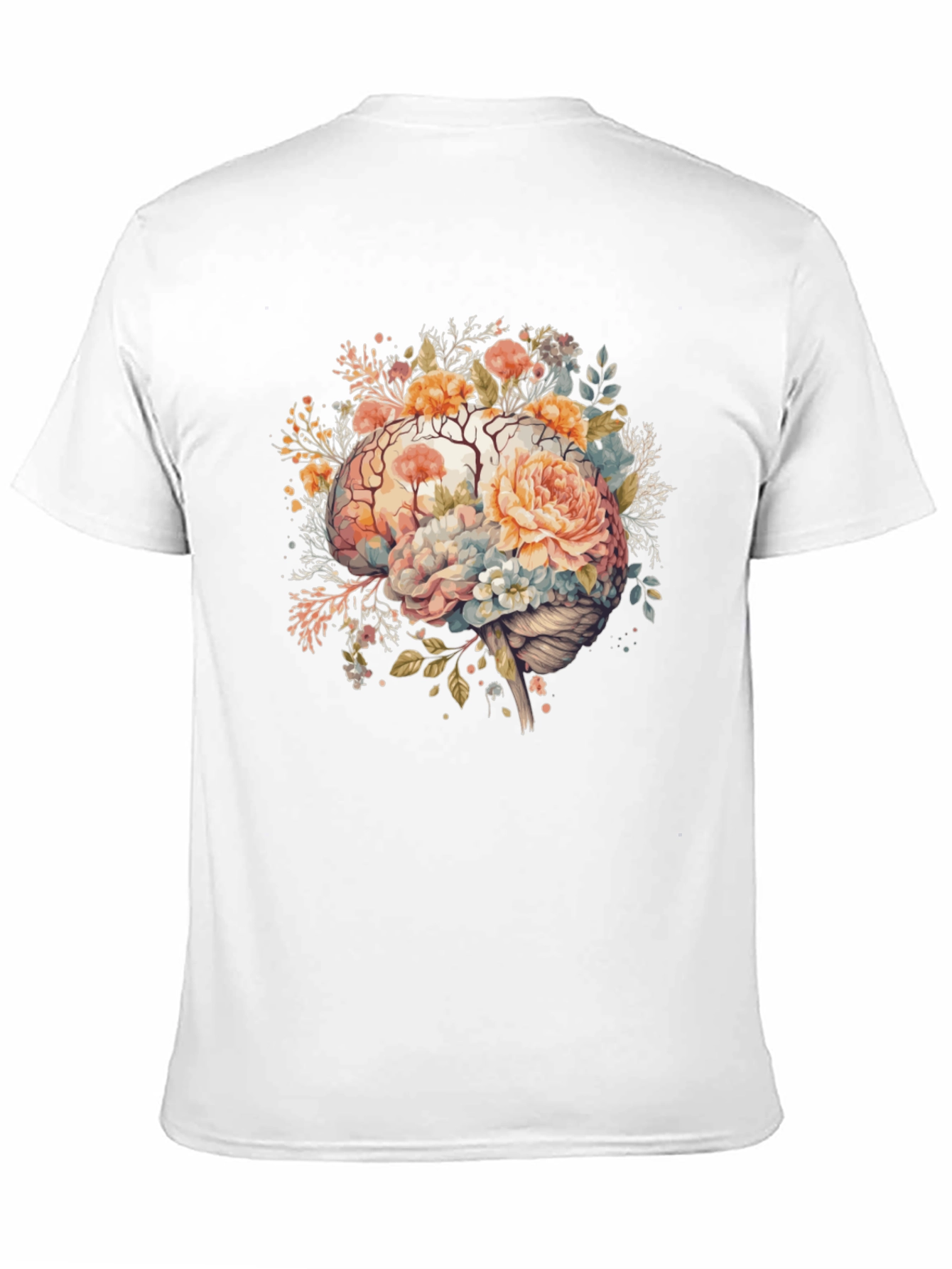 Black Floral Brain Graphic Tee - Stylish Mindful Design view 11