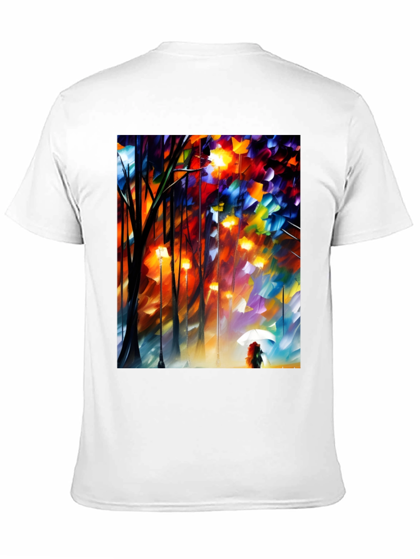 Black Artistic Autumn Rain T-Shirt - Expressive Palette Knife Design view 11