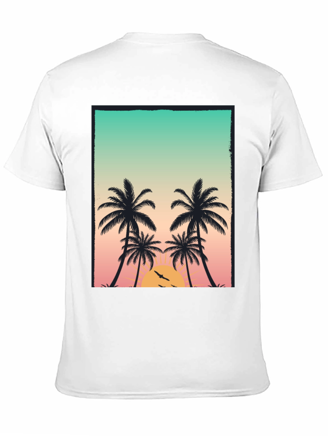 Black Sunset Palm Tree Graphic T-Shirt view 11