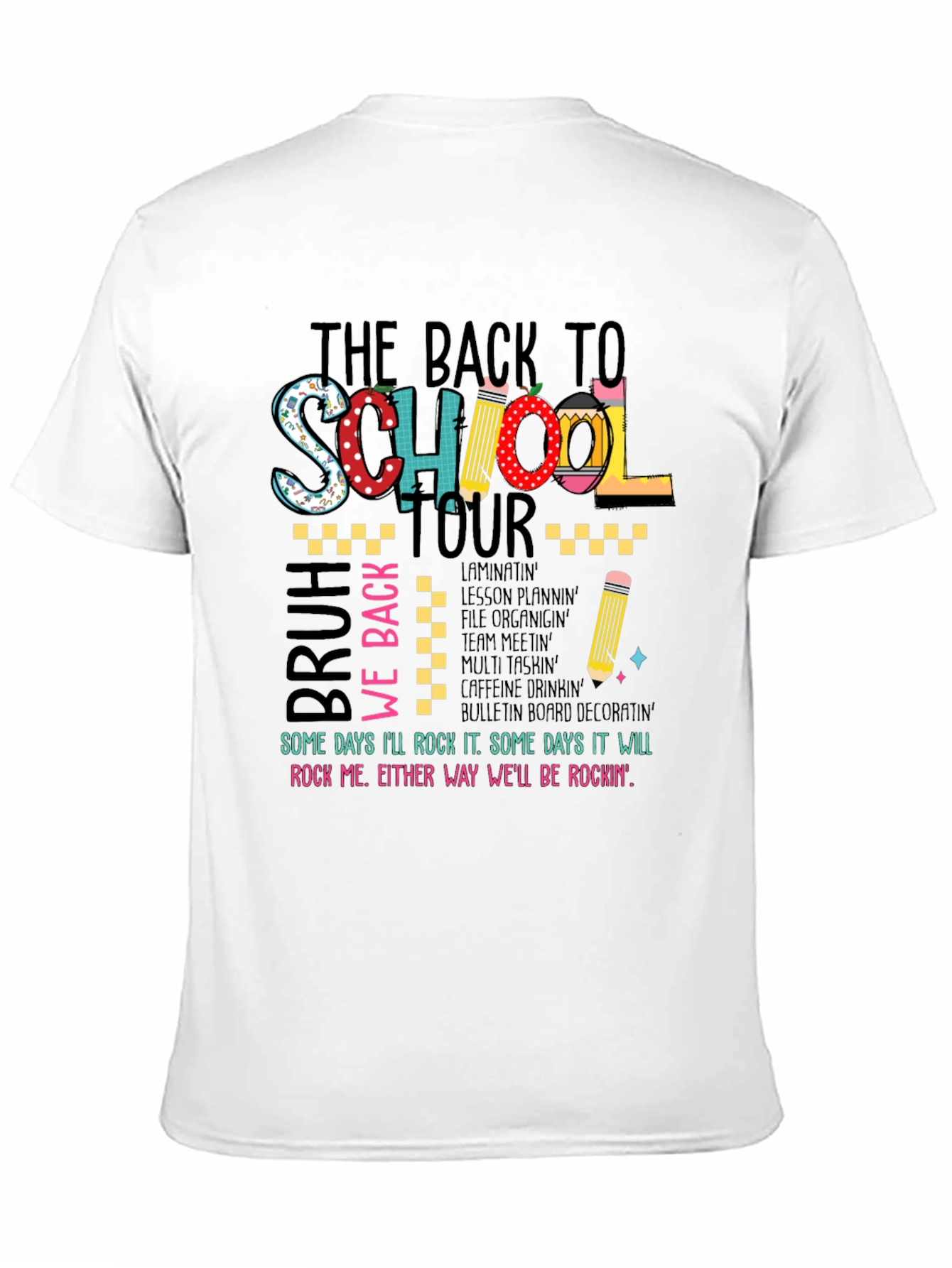 Black Back to School Teacher T-Shirt view 11