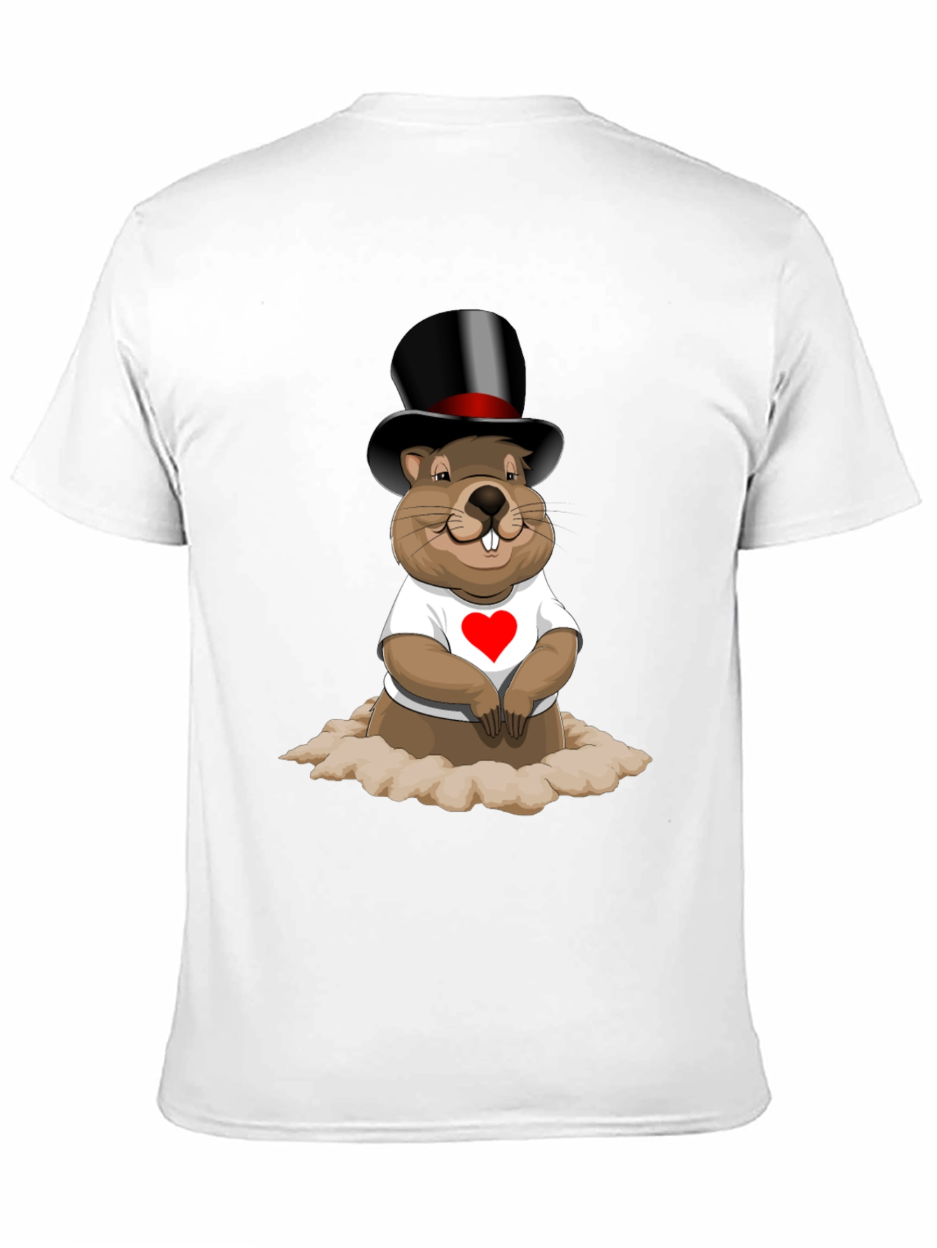 Black Groundhog Day T-Shirt with Top Hat and Heart view 11