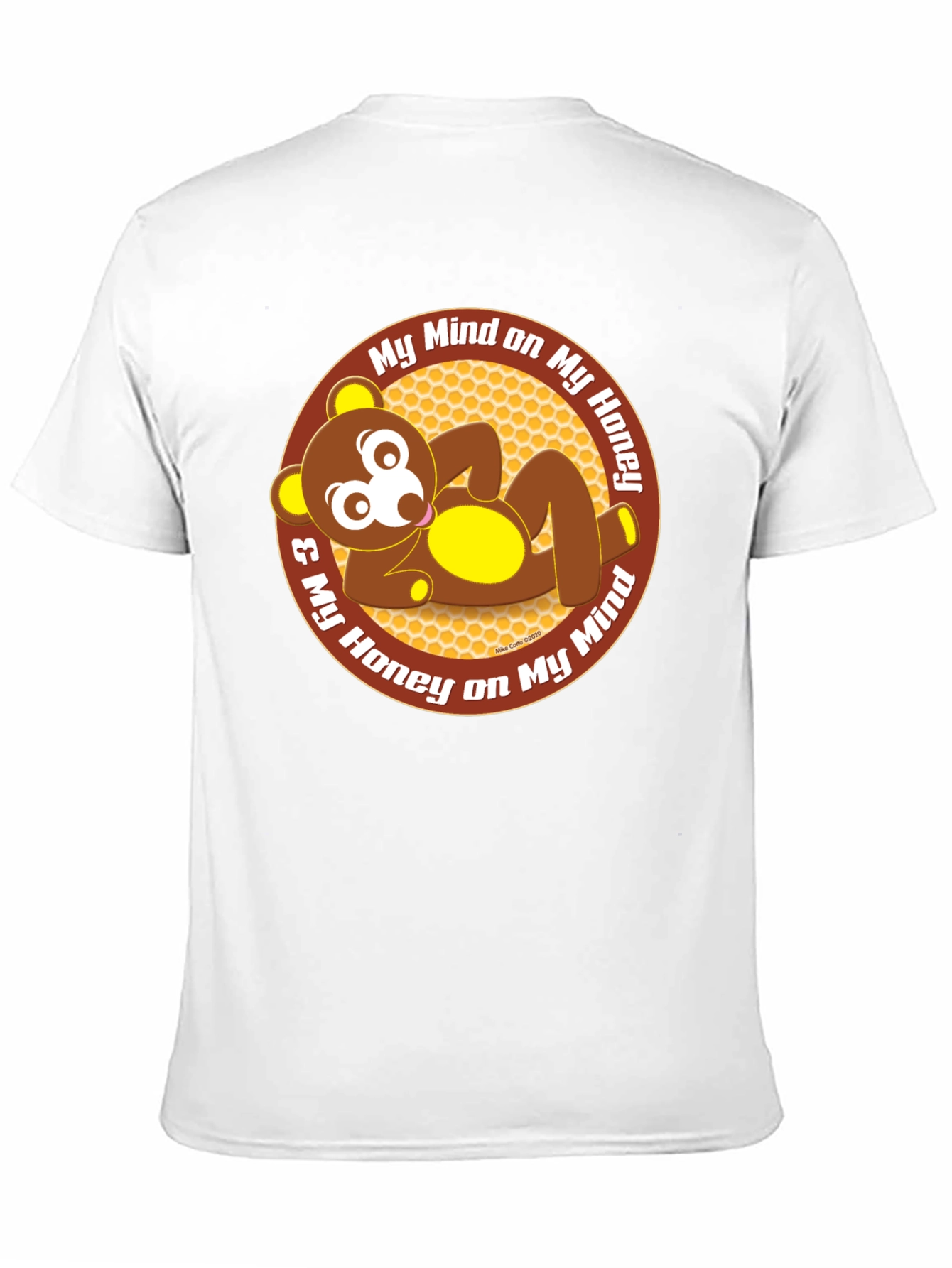 Black Funny Bear Honey Mind Men's Black T-Shirt view 11