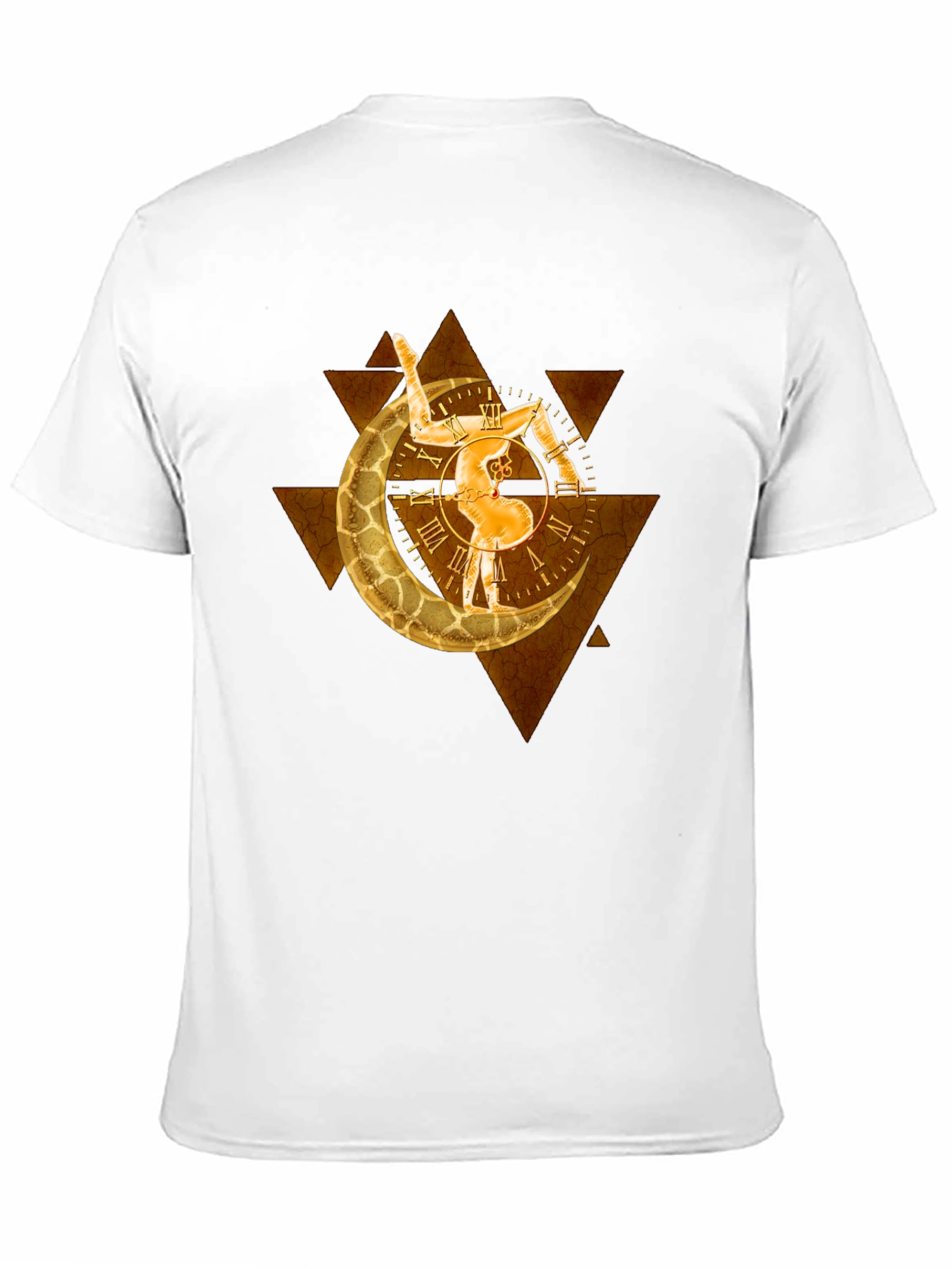 Black Geometric Moon Clock Graphic T-Shirt view 11