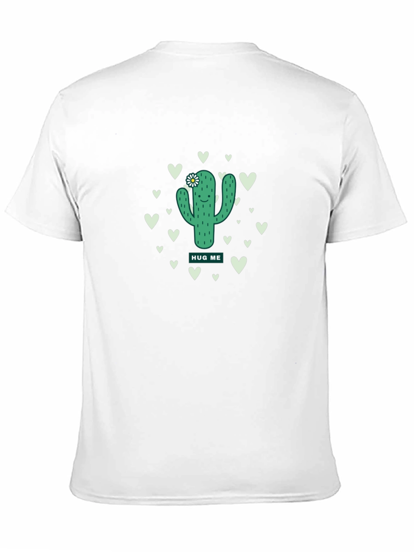 Black Cute Cactus Hug Me Graphic Tee - Unisex Black T-Shirt view 11