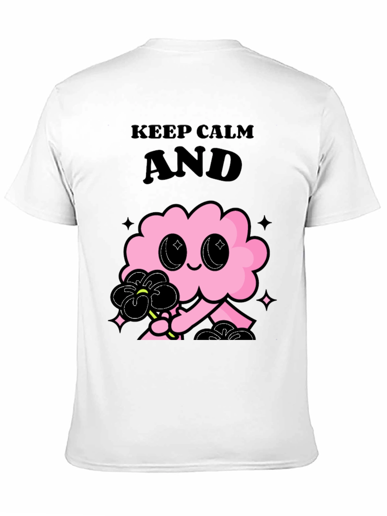 Black Keep Calm Pink Cloud Graphic Tee - Black Unisex T-Shirt view 11