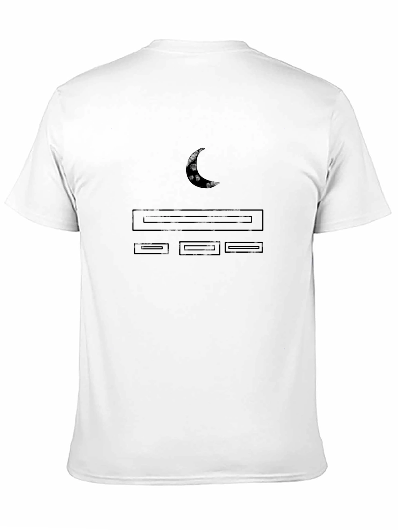 Black Men's Black T-Shirt with Moon and Console Design view 11