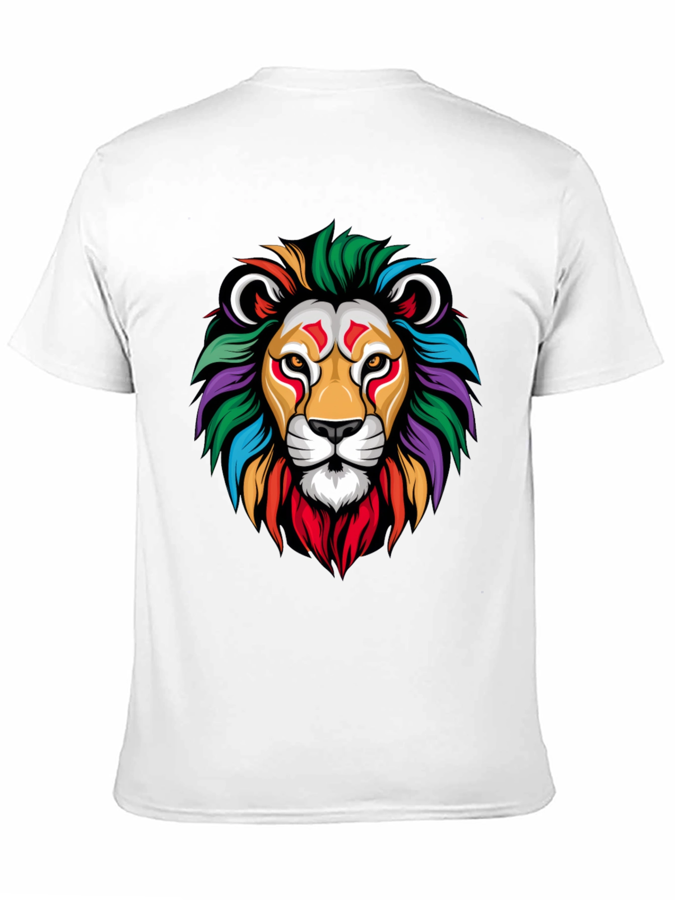 Black Colorful Lion Graphic Black T-Shirt view 11