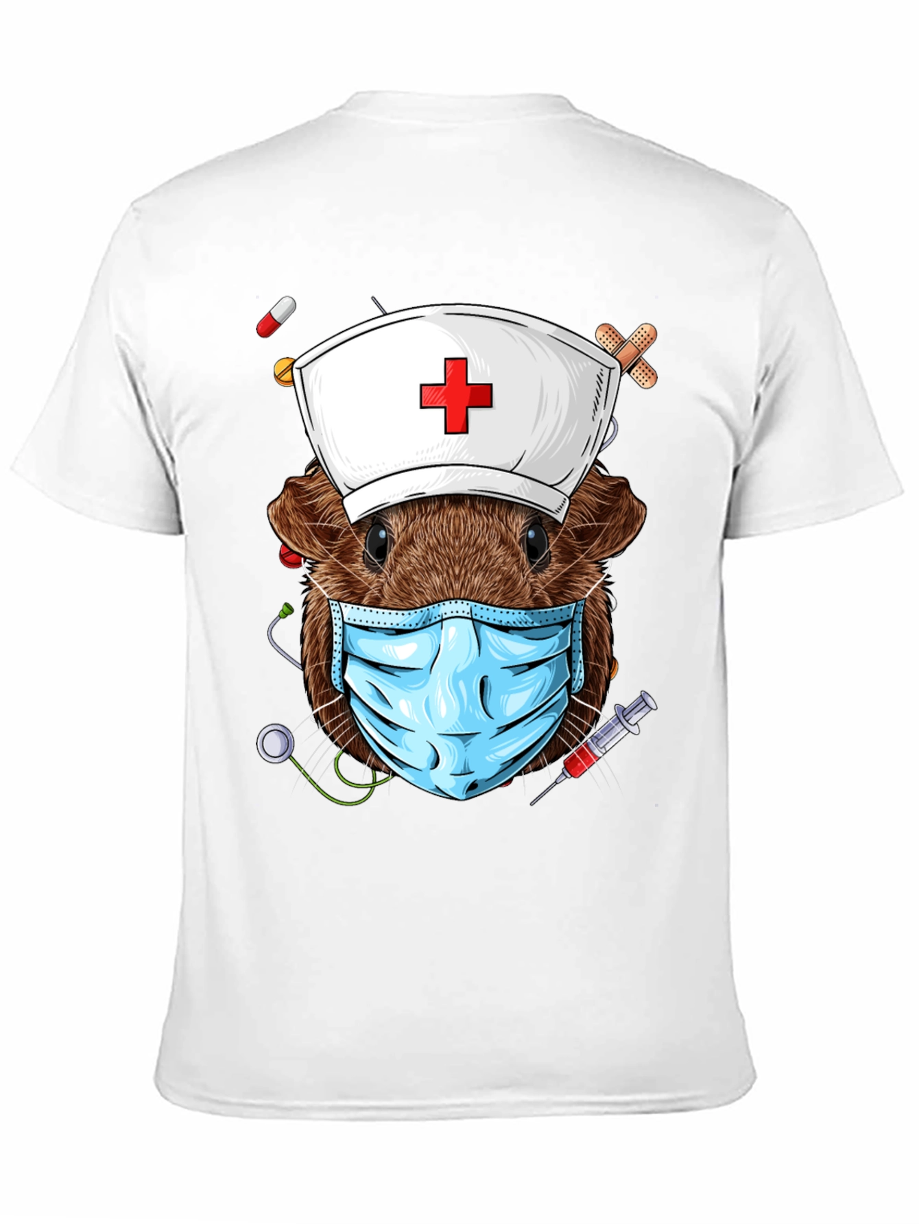 Black Nurse Guinea Pig Graphic T-Shirt view 11