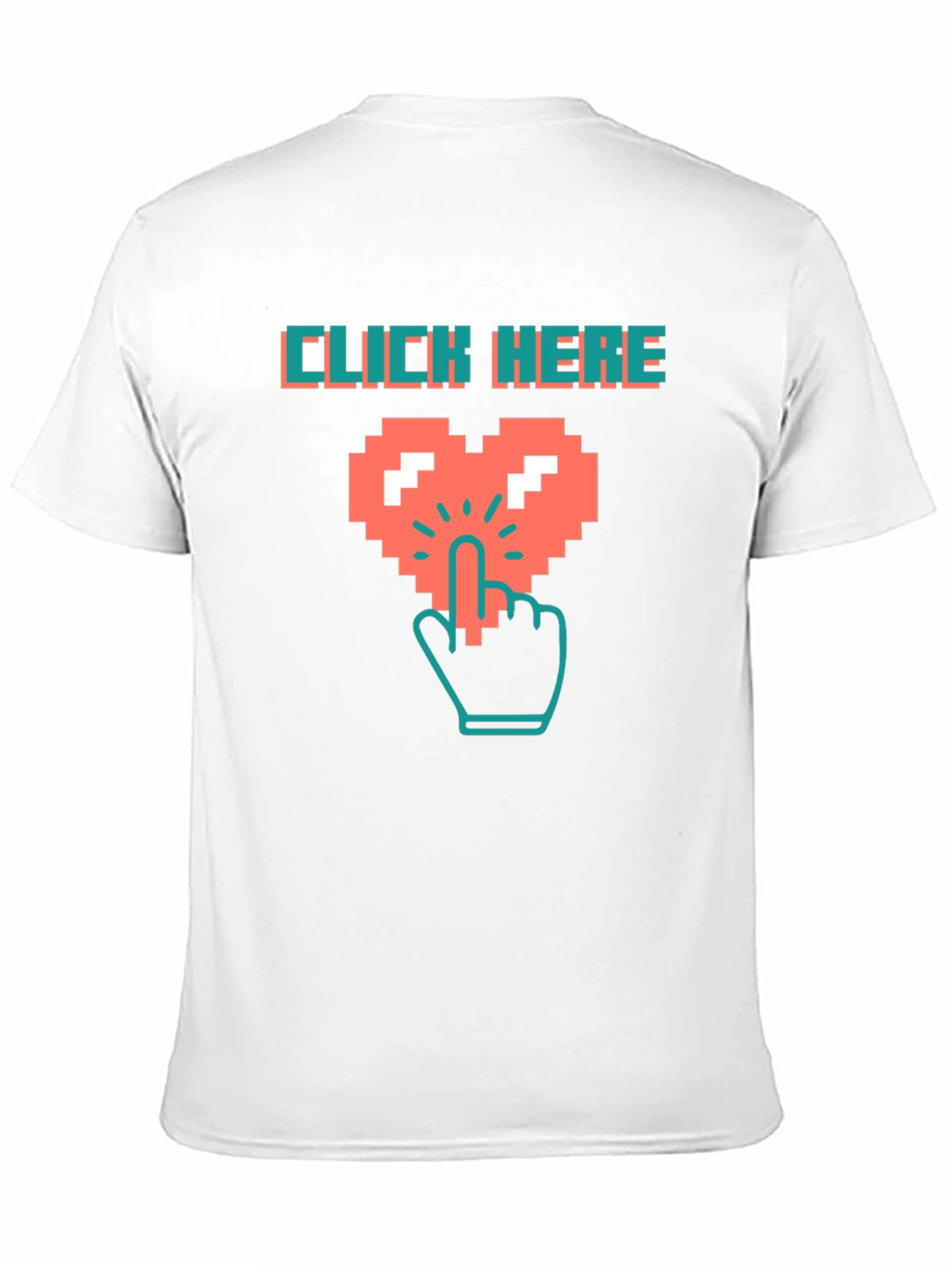 Black Click Here Pixel Heart Black T-Shirt view 11