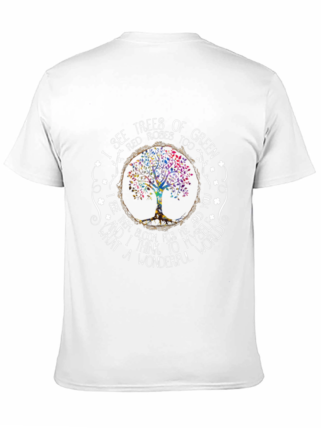 Black Wonderful World Tree Roses Graphic T-Shirt view 11