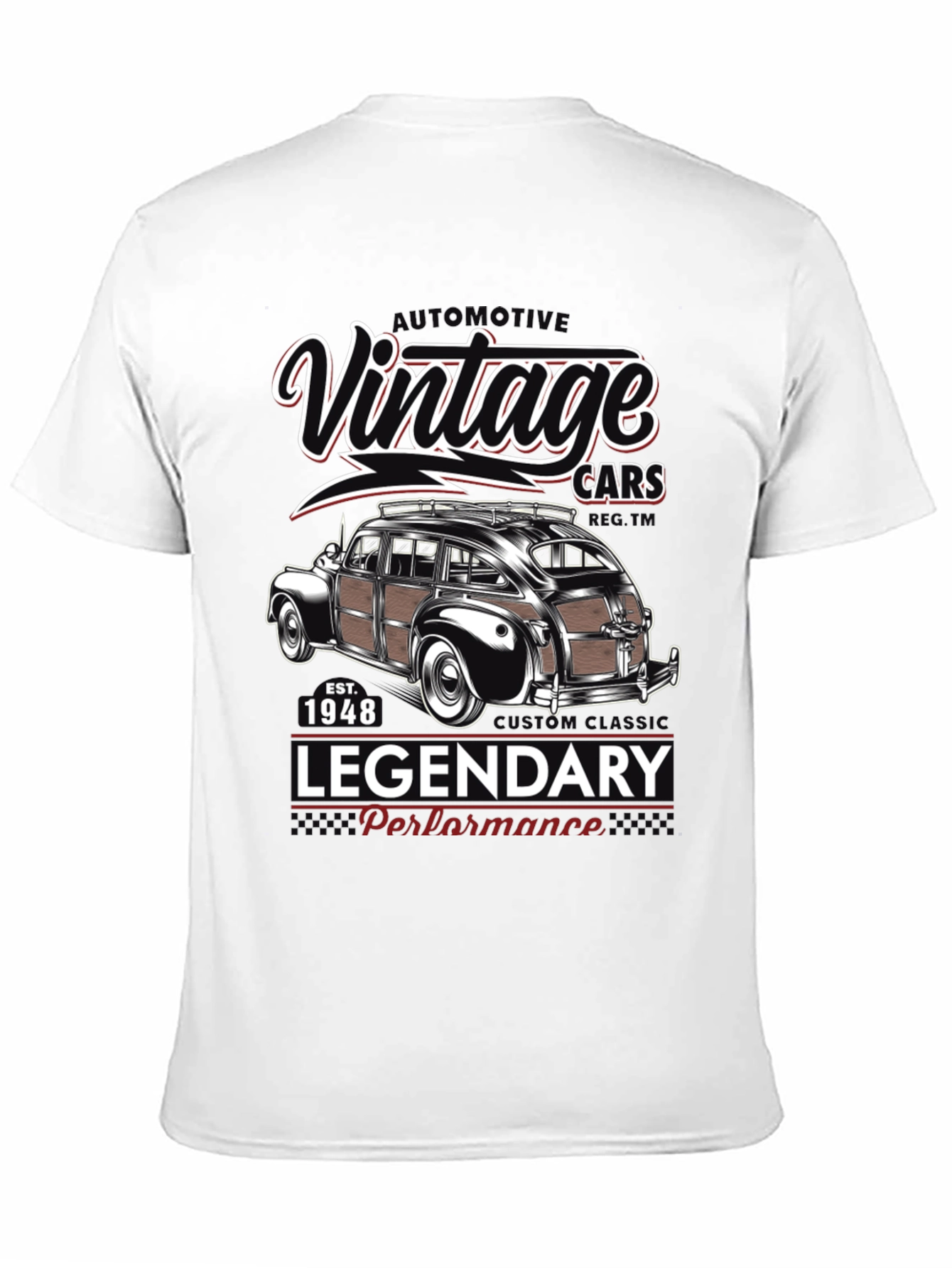 Black Vintage Cars T-Shirt - Legendary Performance 1948 view 11