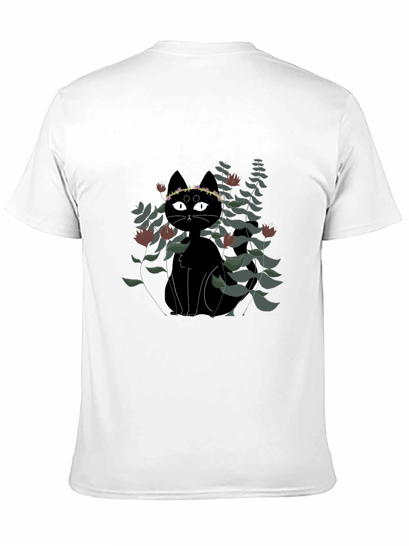 Black Black Cat Floral Crown T-Shirt view 11