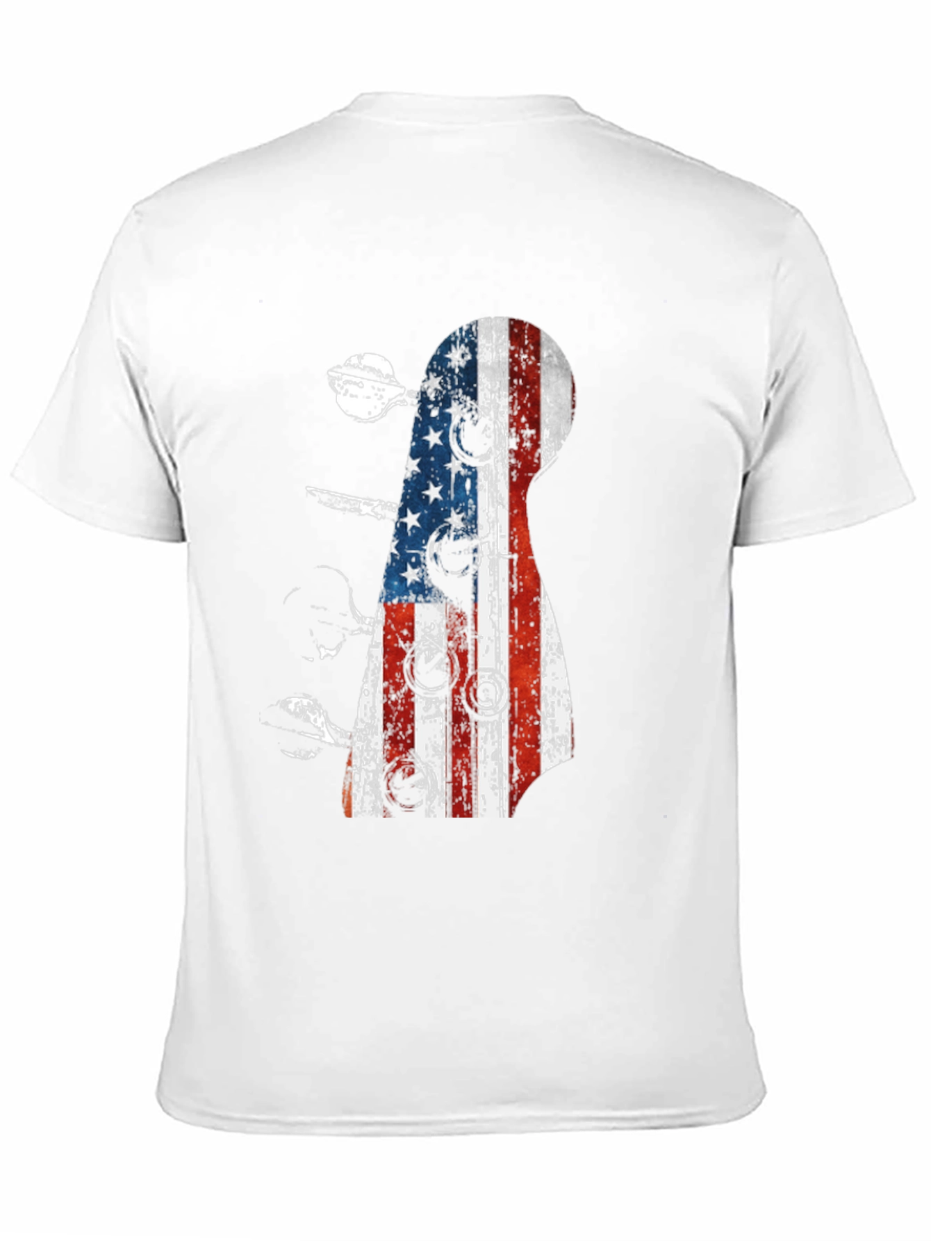 Black American Flag Guitar T-Shirt view 11