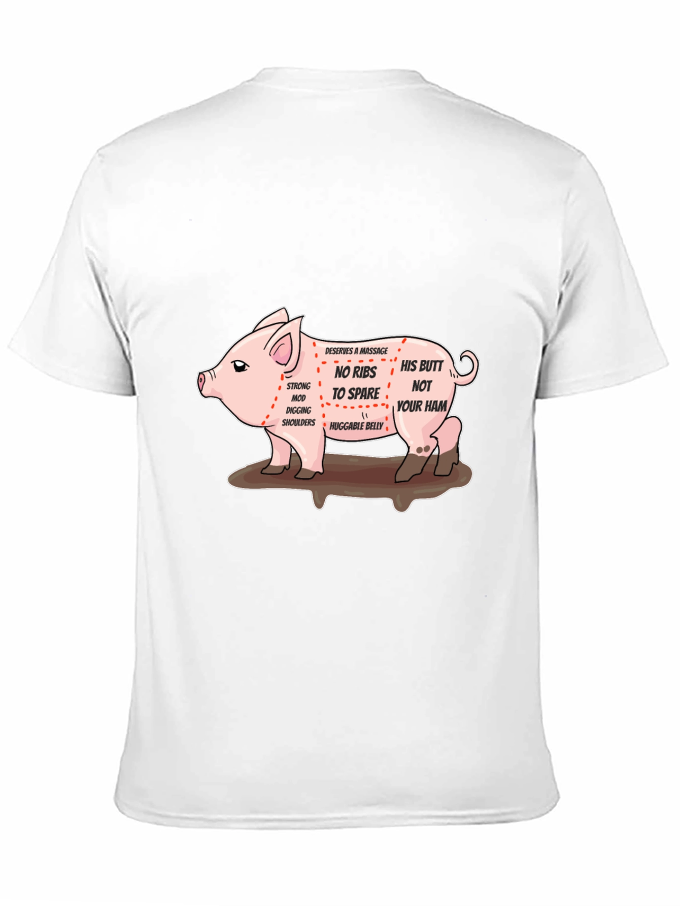 Black Funny Pig Anatomy Black T-Shirt view 11
