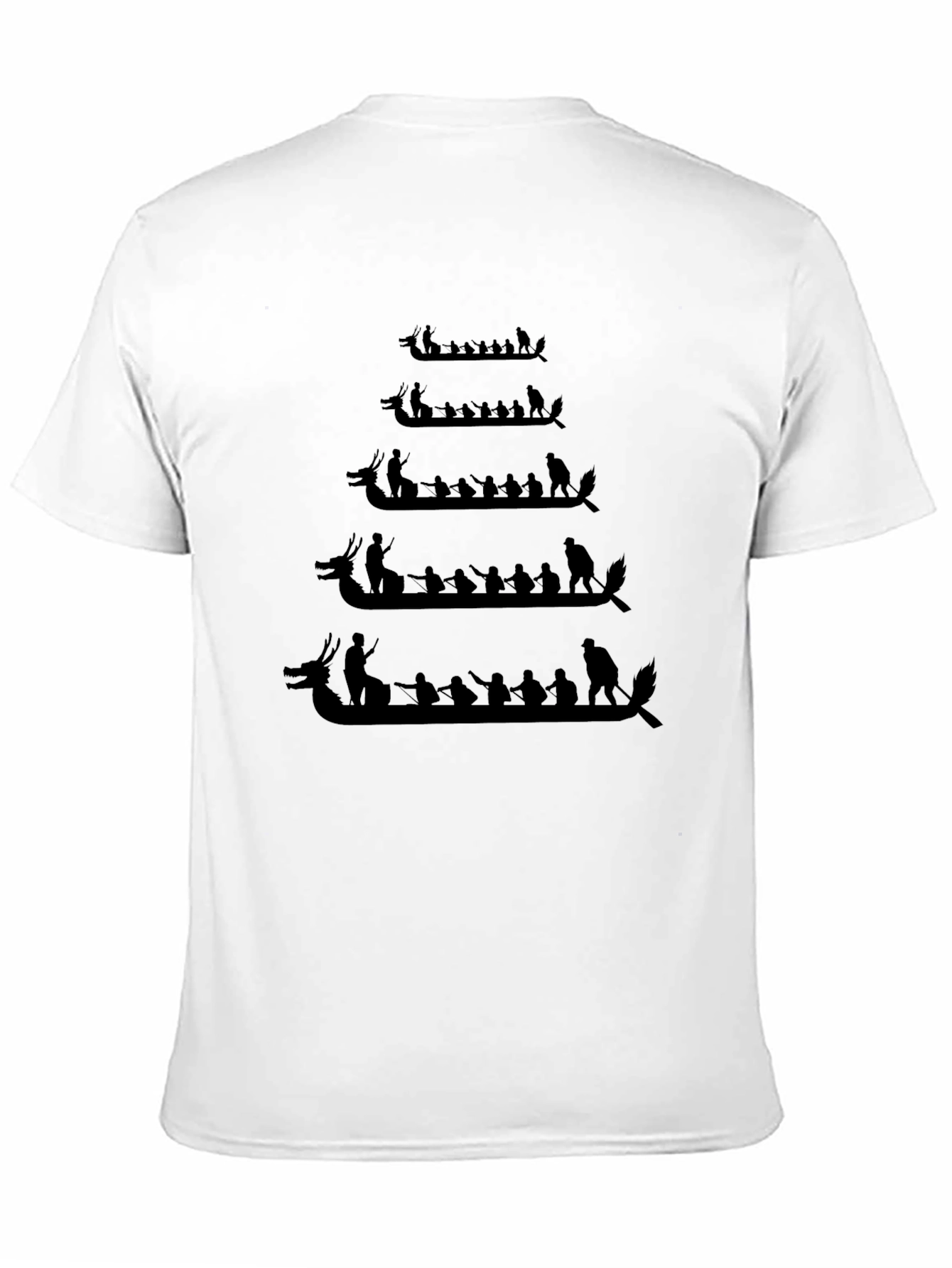 Black Dragon Boat Race T-Shirt - Black Crew Neck view 11