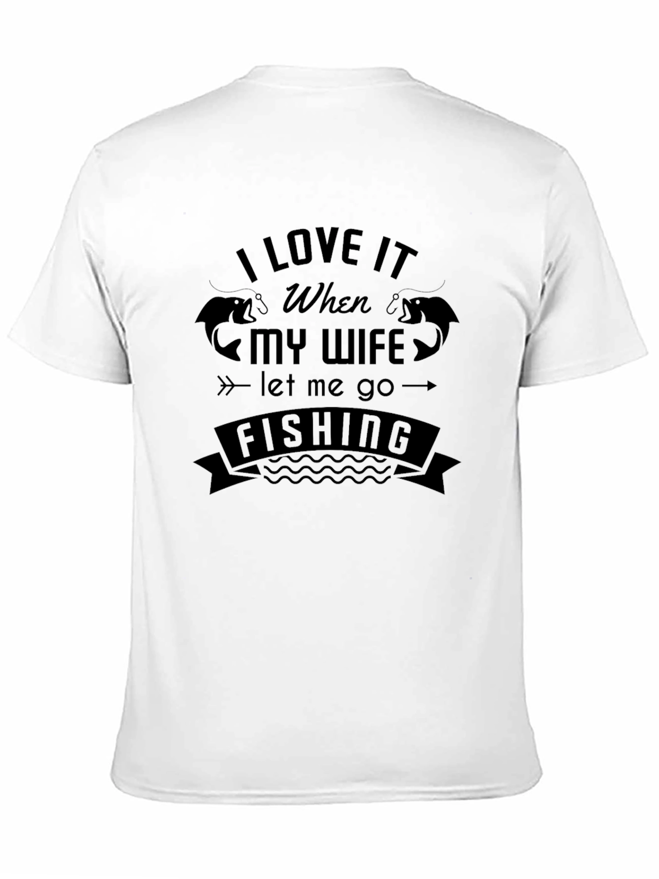 Black Fishing Lover's T-Shirt: Happy Wife, Happy Fishing! view 11