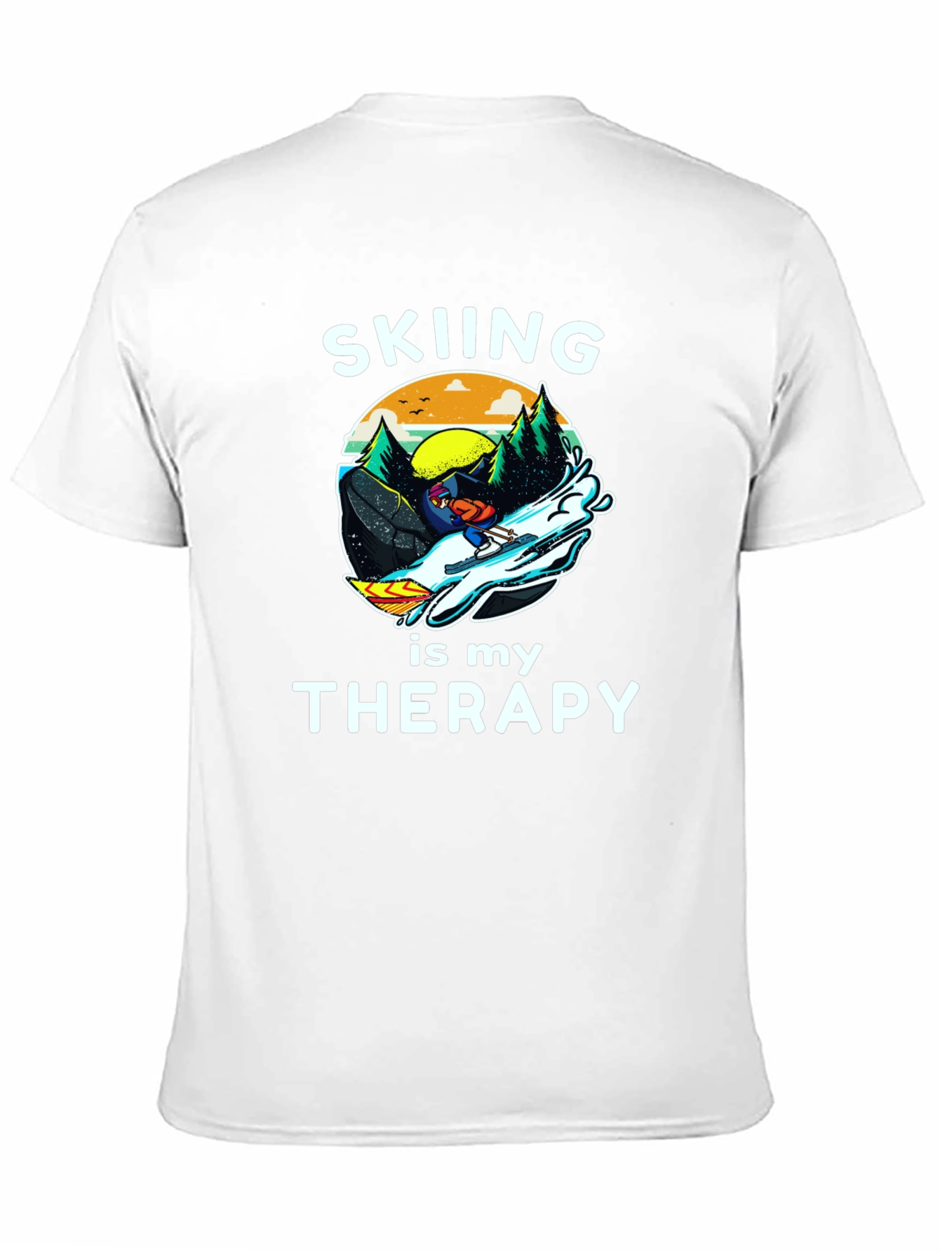Black Skiing is My Therapy Graphic T-Shirt view 11