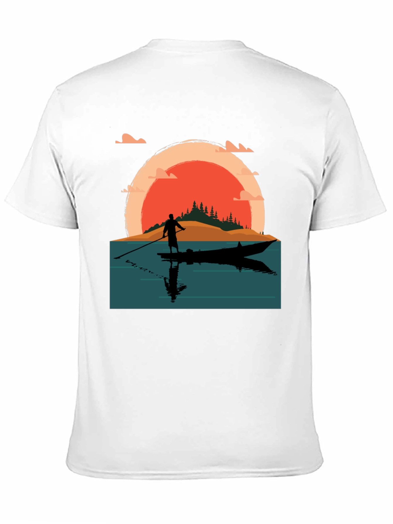 Black Sunset Paddle Board T-Shirt view 11