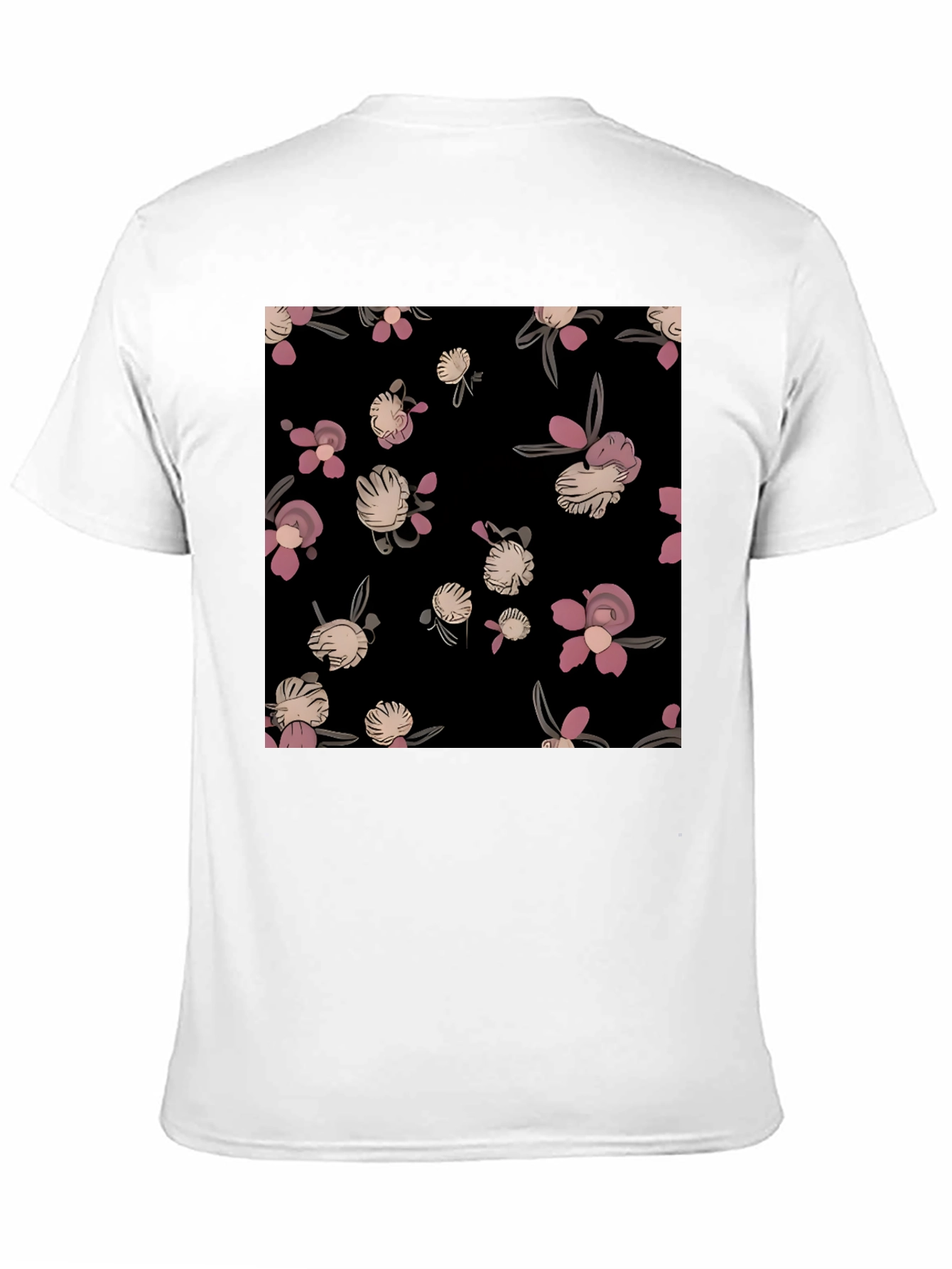 Black Floral Print Black T-Shirt - Casual Style view 11