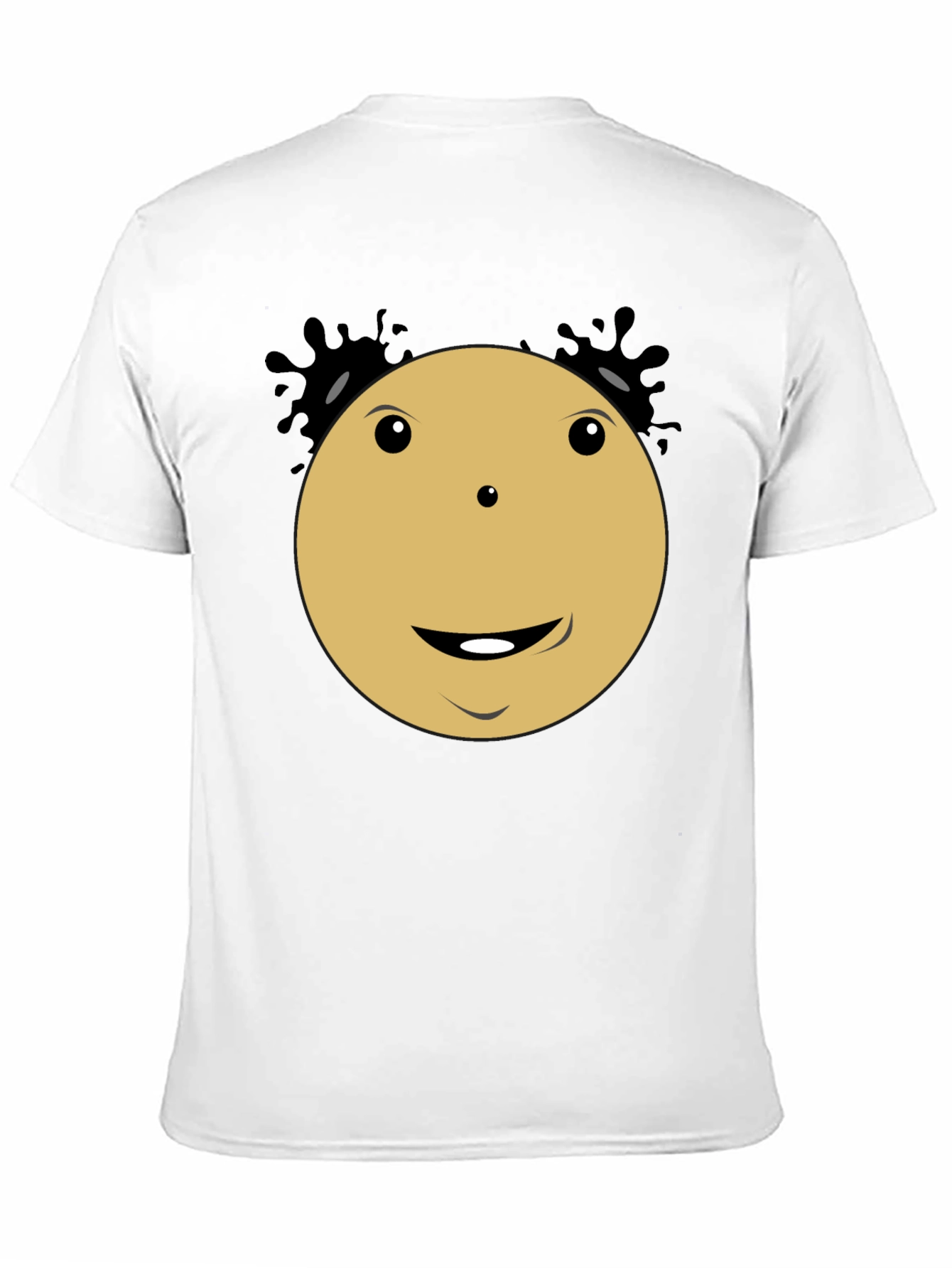 Black Smiley Face Cartoon Character Black T-Shirt view 11