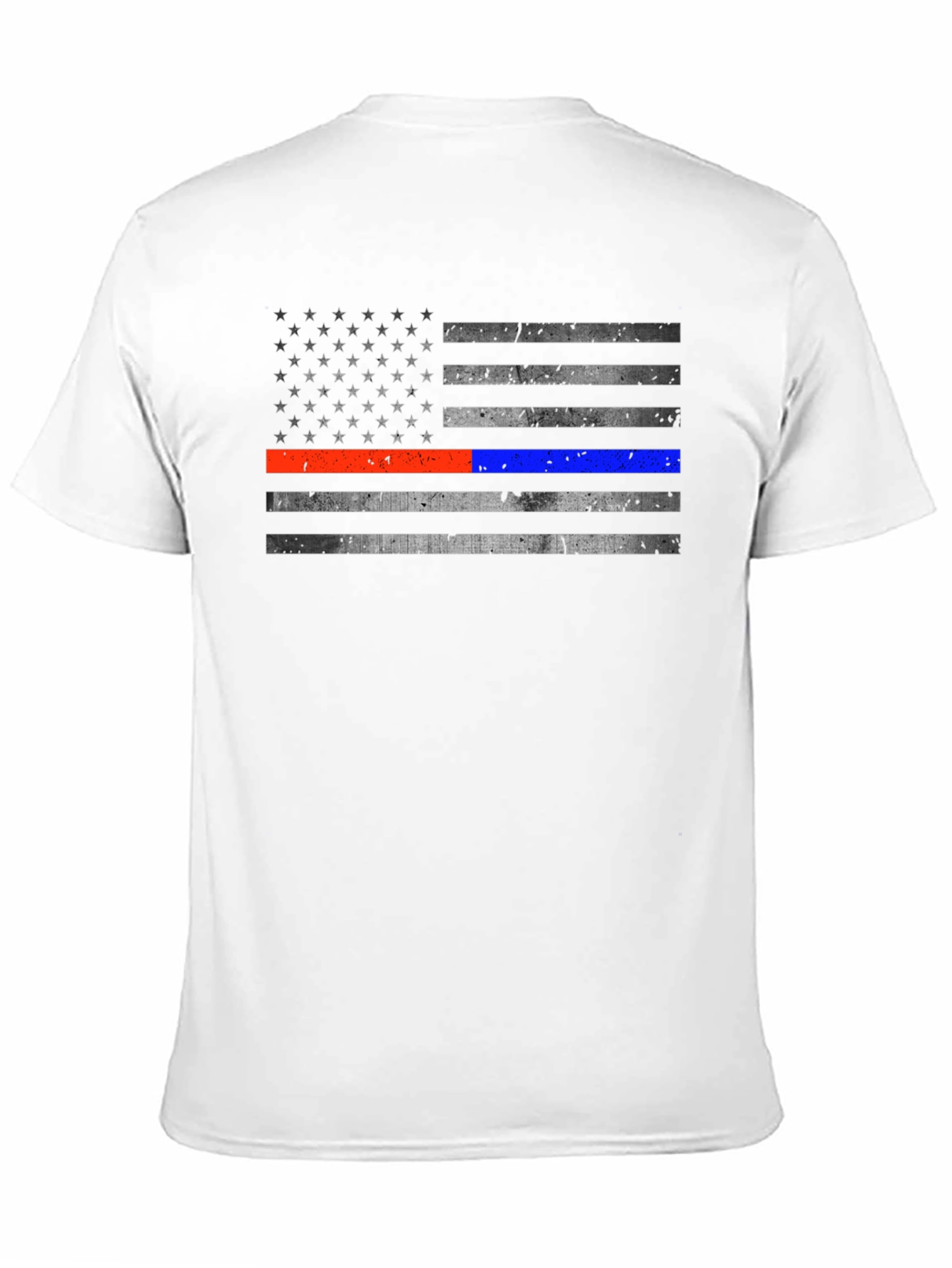 Black Distressed American Flag Line T-Shirt view 11