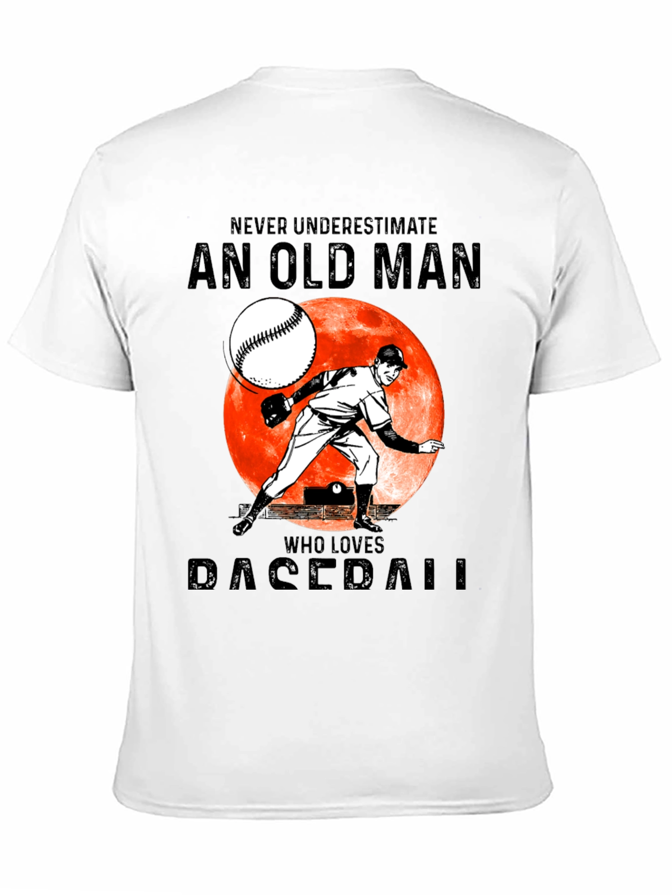 Black Never Underestimate Old Man Baseball T-Shirt view 11