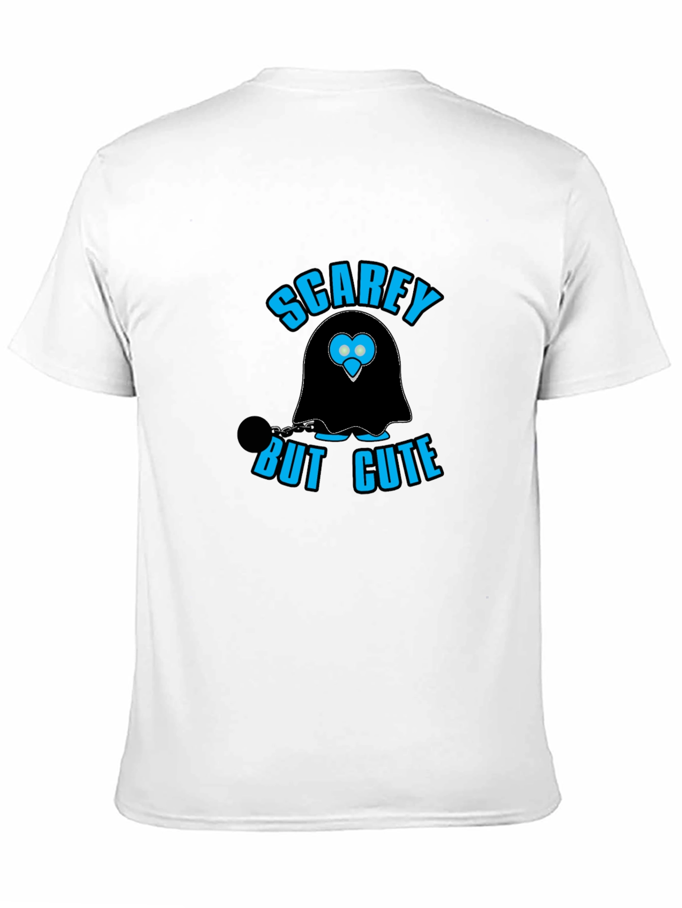Black Scarey But Cute Ghost Graphic Black T-Shirt view 11