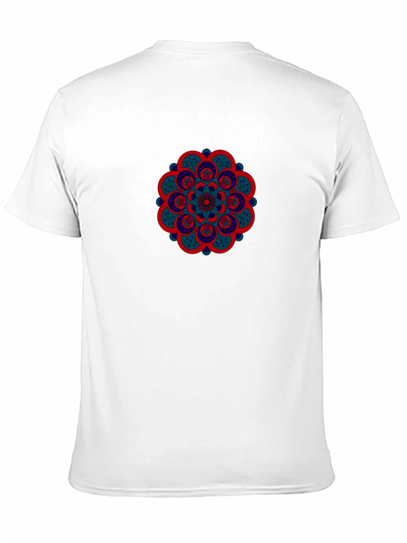 Black Men's Black Tee with Mandala Design view 11