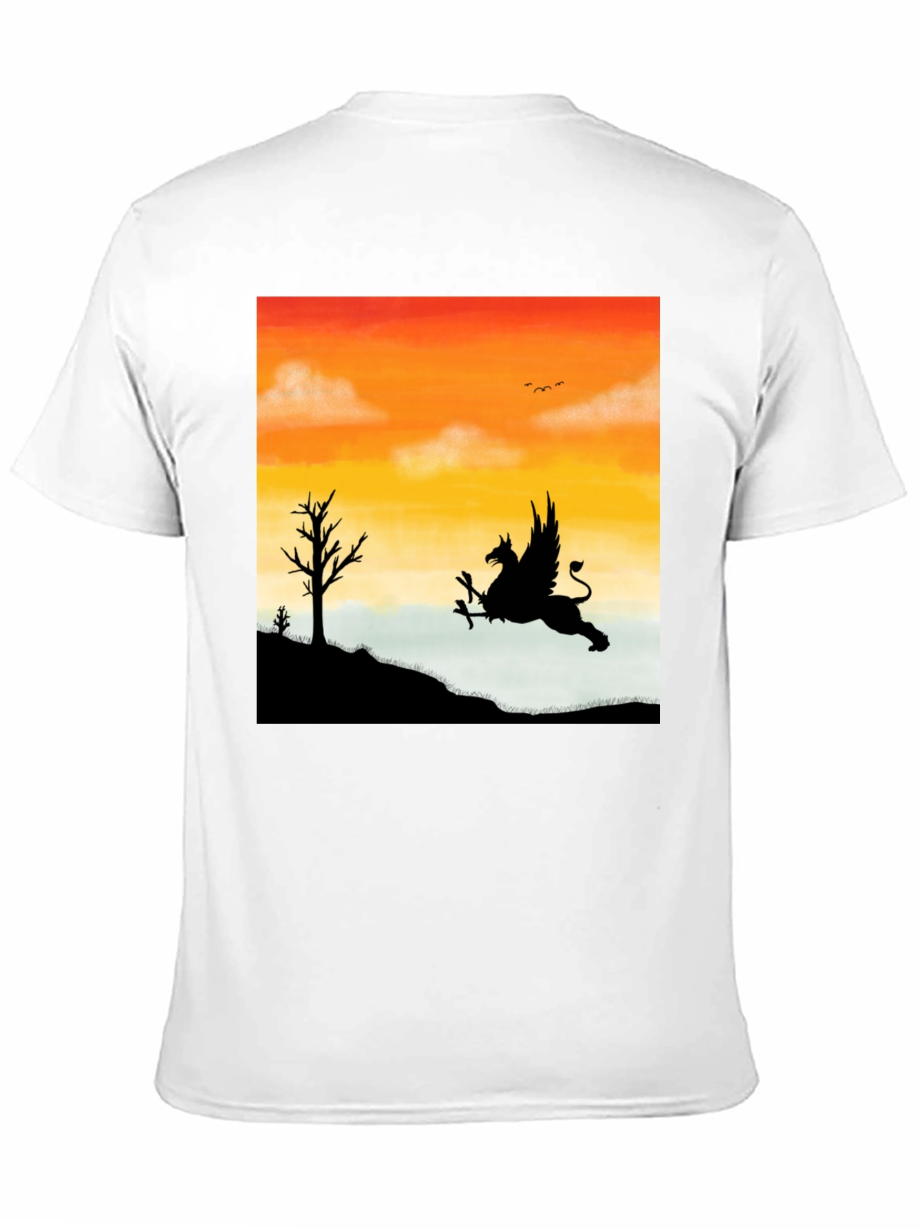 Black Gryphon Sunset T-Shirt - Mythical Creature Tee view 11