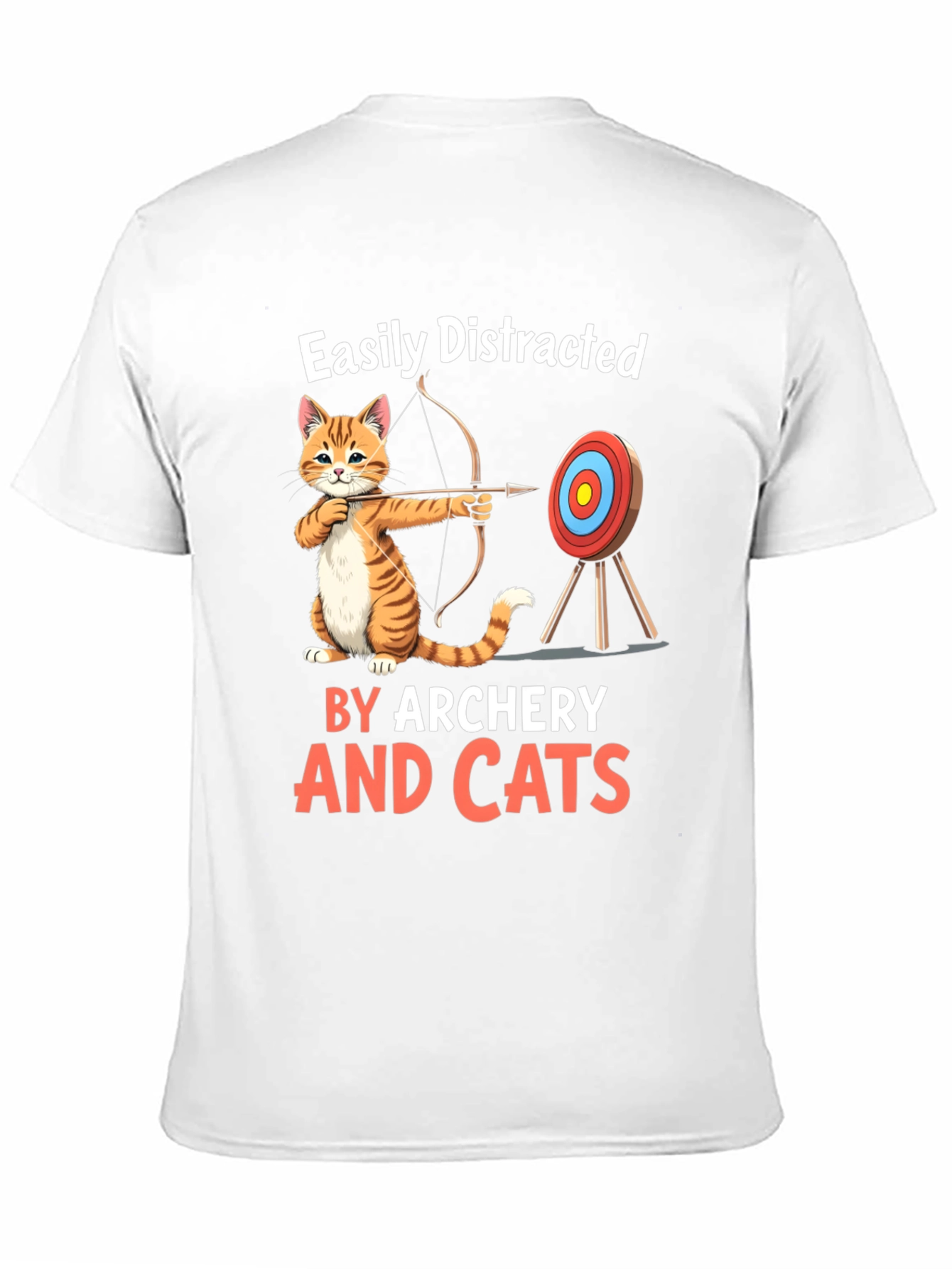 Black Easily Distracted By Archery And Cats T-Shirt view 11