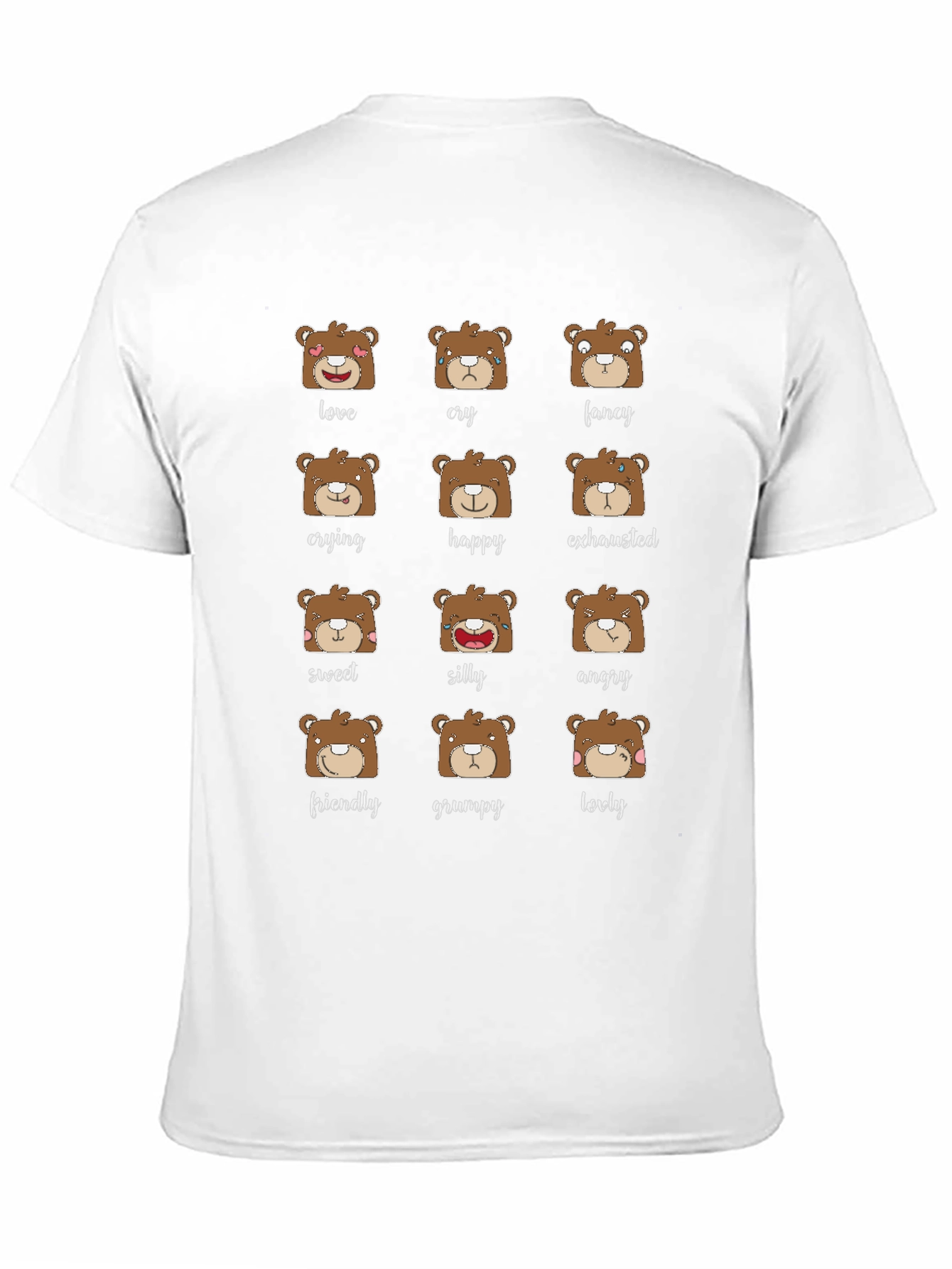 Black Emotional Bear T-Shirt - Cute Expressions Graphic Tee view 11