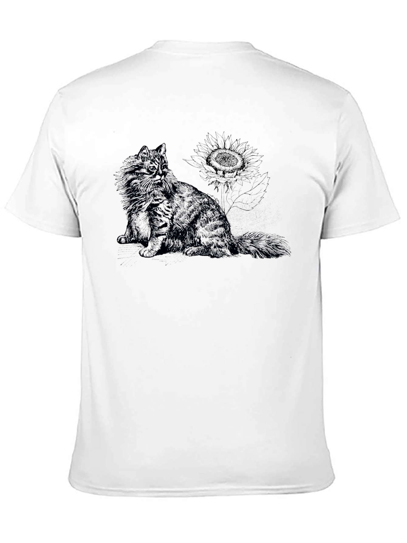 Black Cat & Sunflower Black Graphic T-Shirt view 11