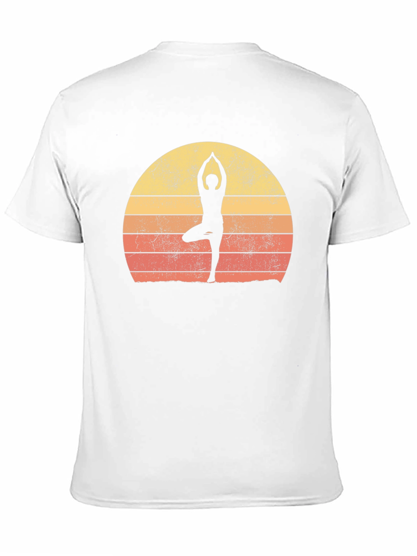 Black Yoga Silhouette Retro Sunset Graphic T-Shirt view 11